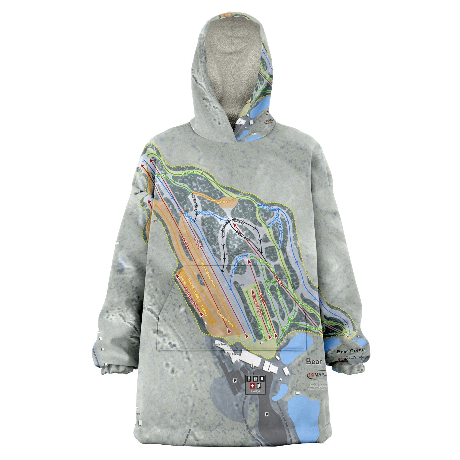 Big Boulder, Pennsylvania Ski Trail Map Snug Hoodie