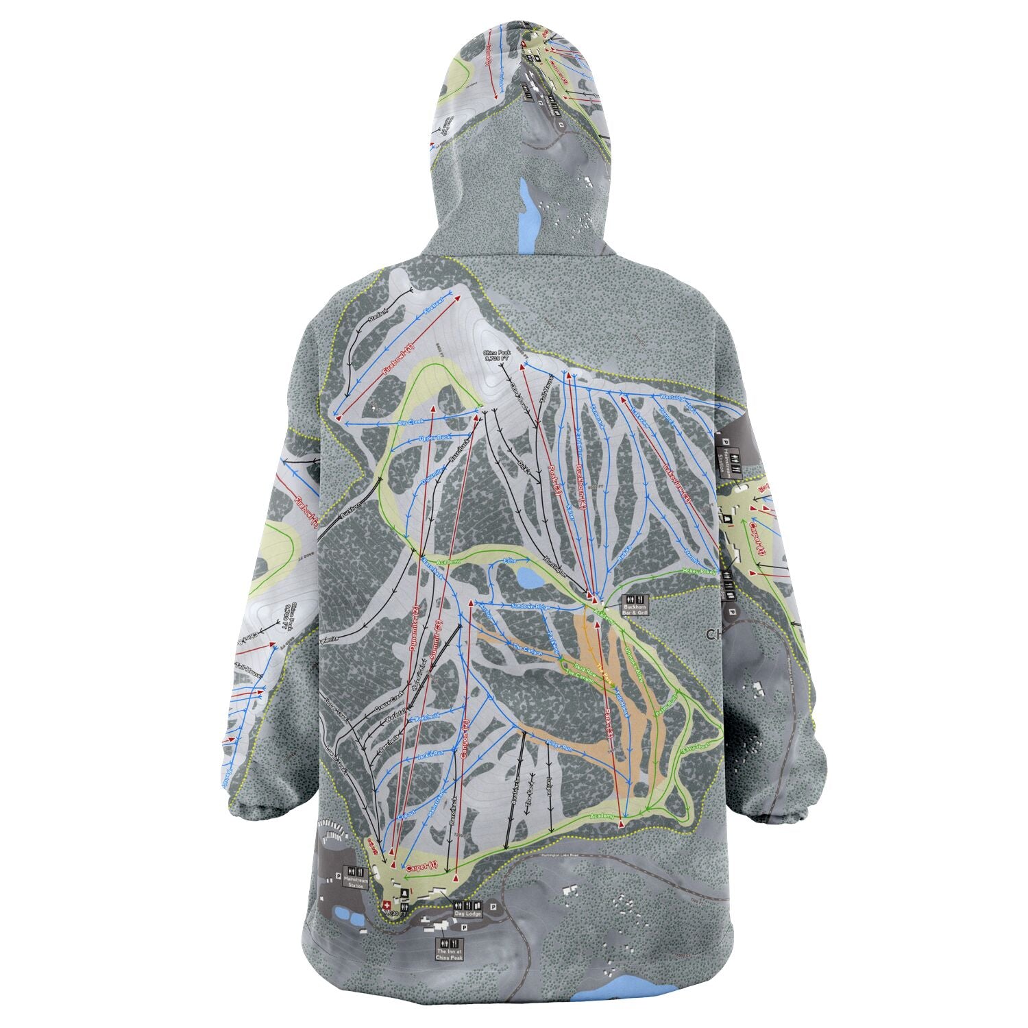 China Peak, California Ski Trail Map - Snug Hoodie