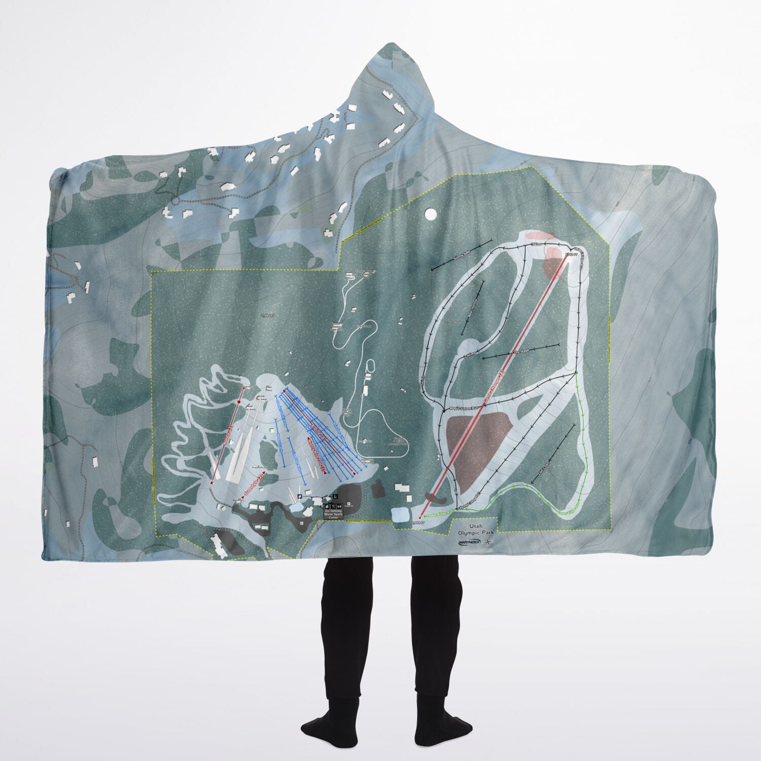 Utah Olympic Park, Utah Ski Trail Map - Adult Hooded Blanket