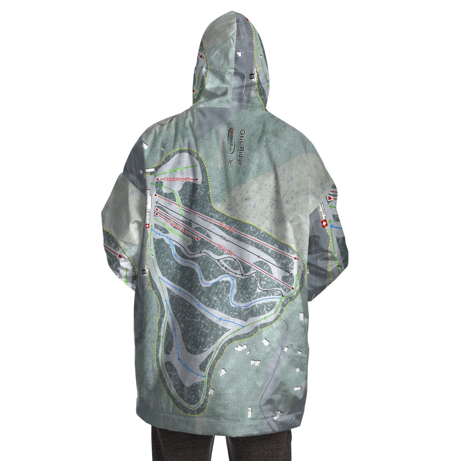 Otis Ridge, Massachusetts Ski Trail Map Snug Hoodie