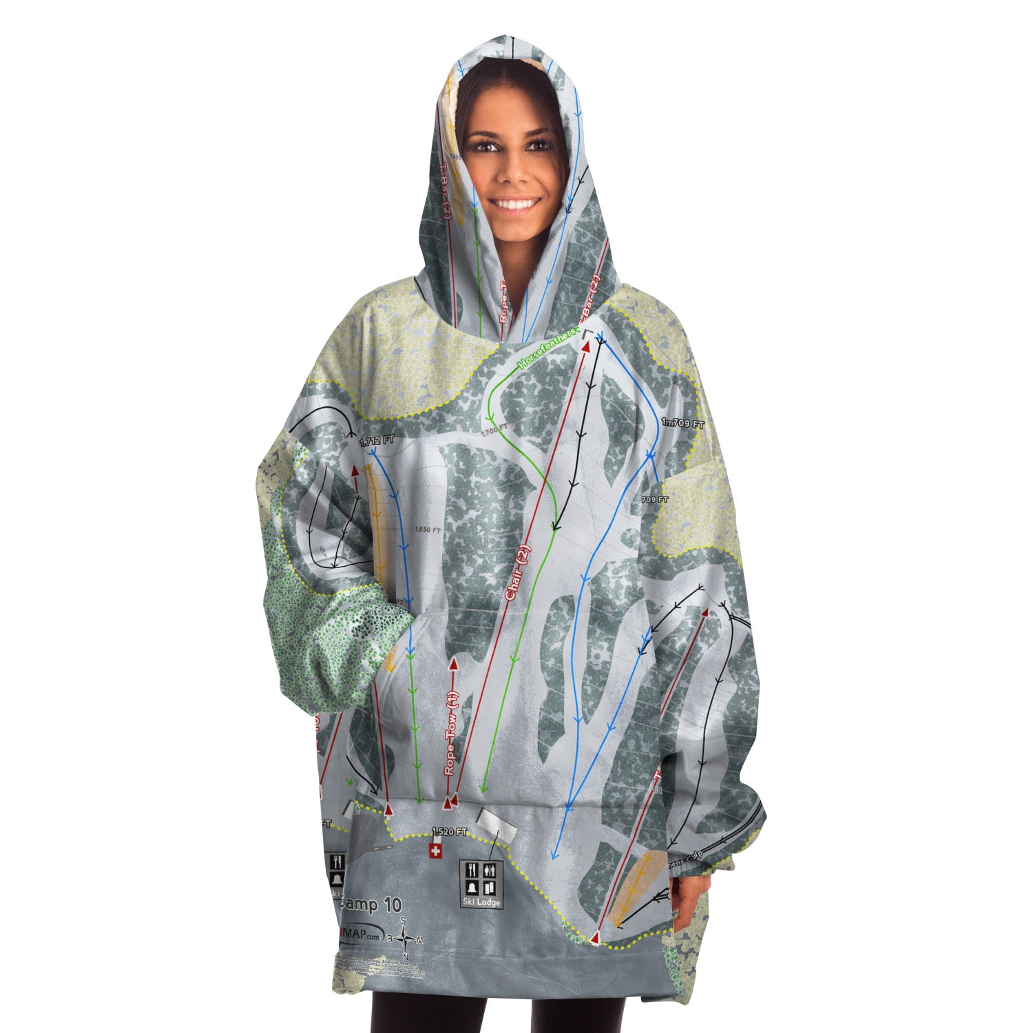 Camp 10, Wisconsin Ski Trail Map - Snug Hoodie