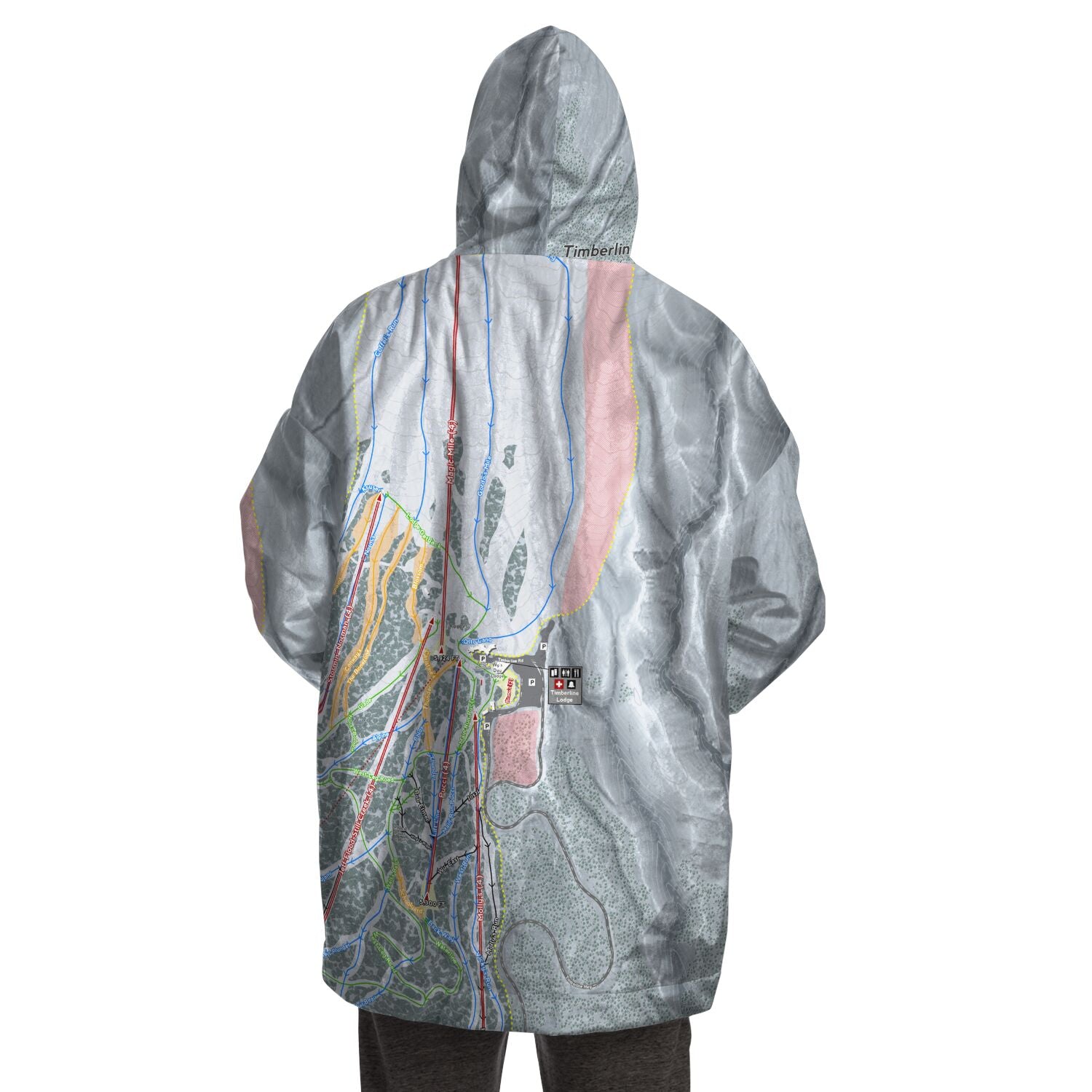 Timberline Mountain, West Virginia Ski Trail Map Snug Hoodie