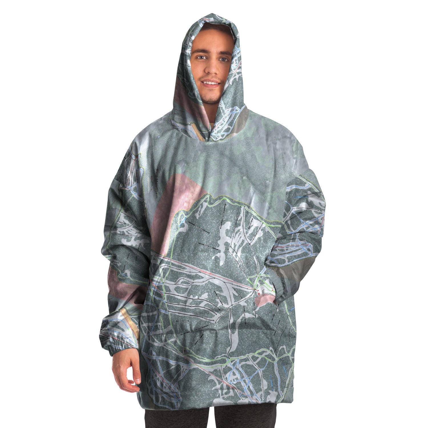 Red Mountain, British Columbia Ski Trail Map Snug Hoodie