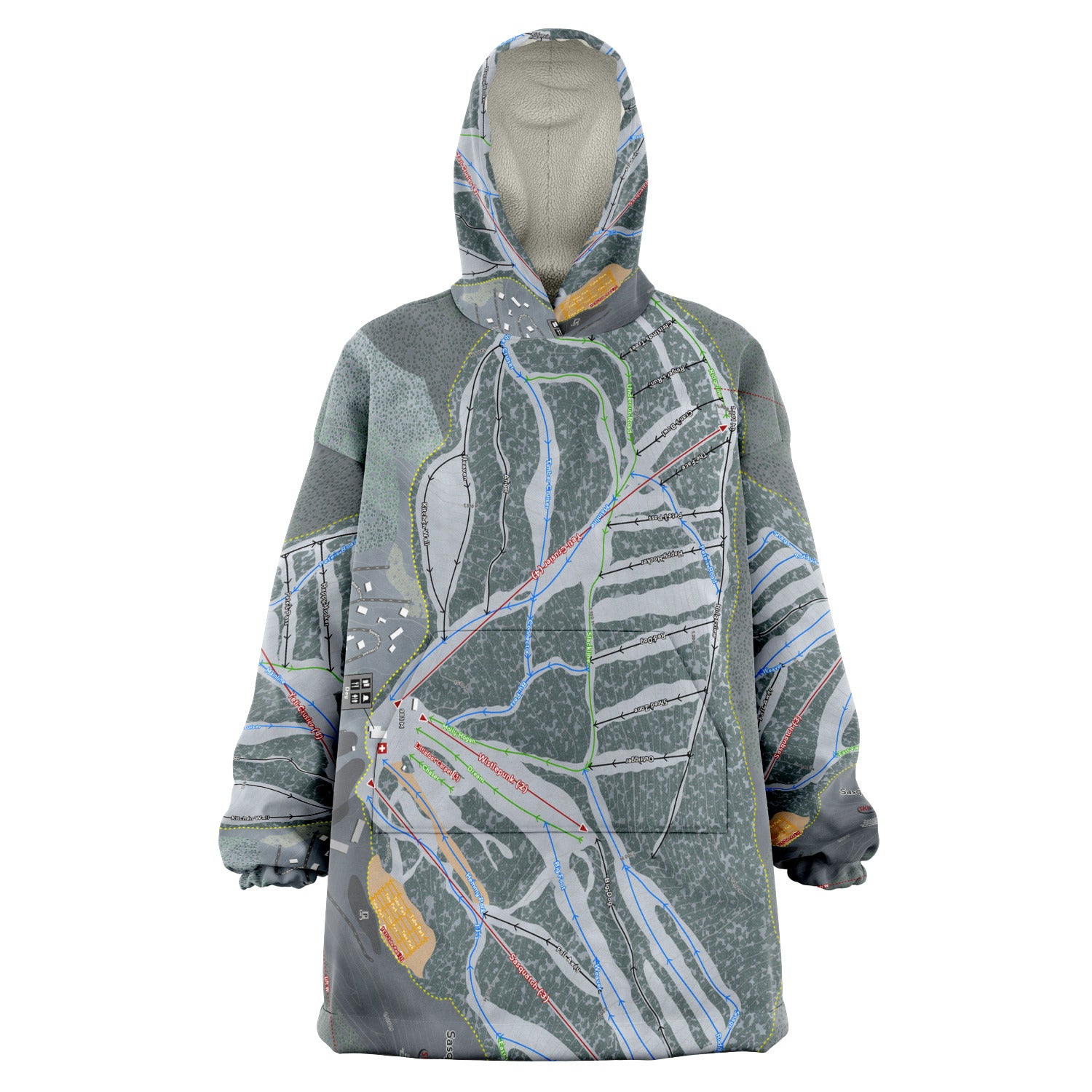 Sasquatch Mountain, British Columbia Ski Trail Map Snug Hoodie