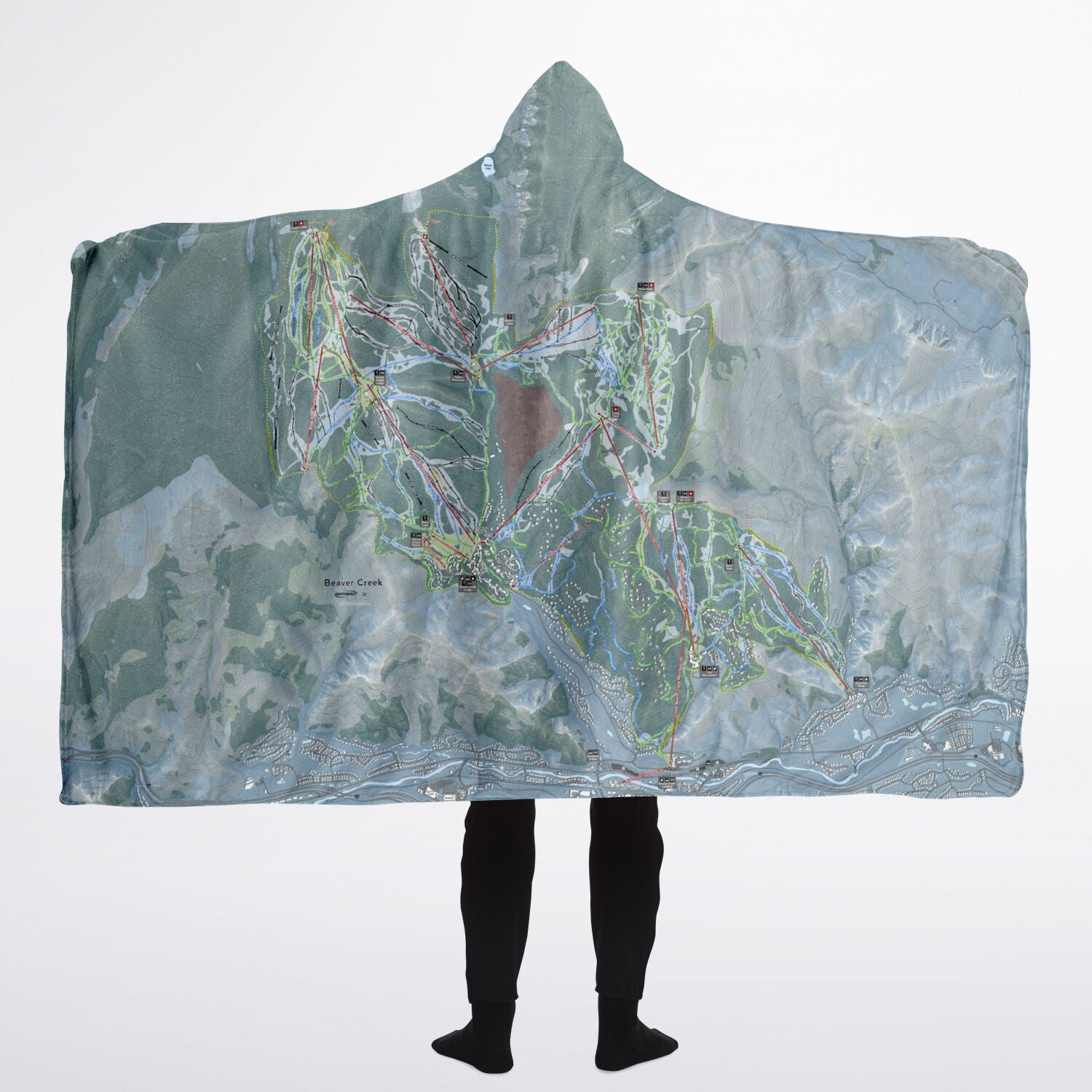 Beaver Creek, Colorado Ski Trail Map - Adult Hooded Blanket