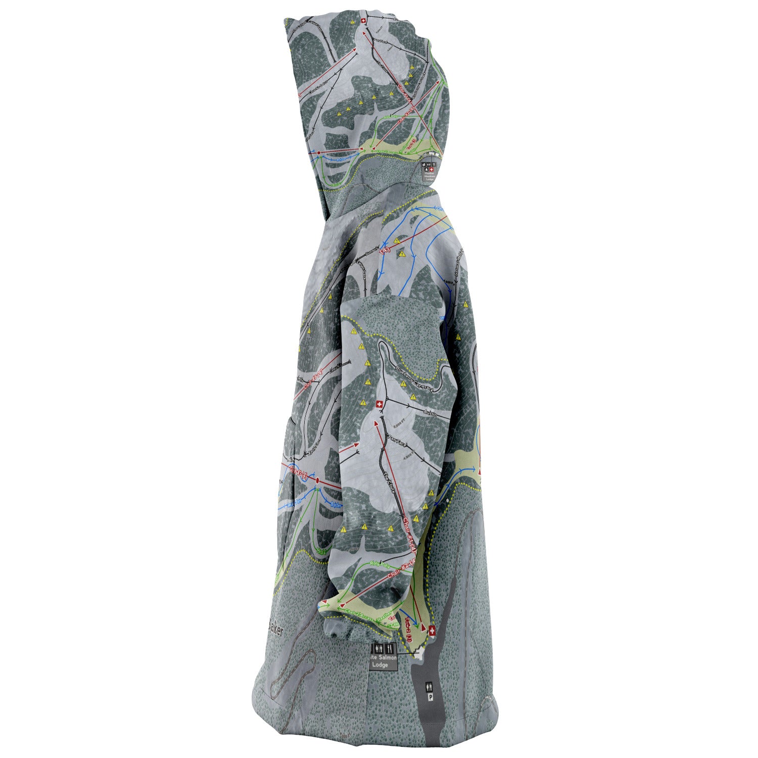 Mt. Baker, Washington Ski Trail Map - Snug Hoodie