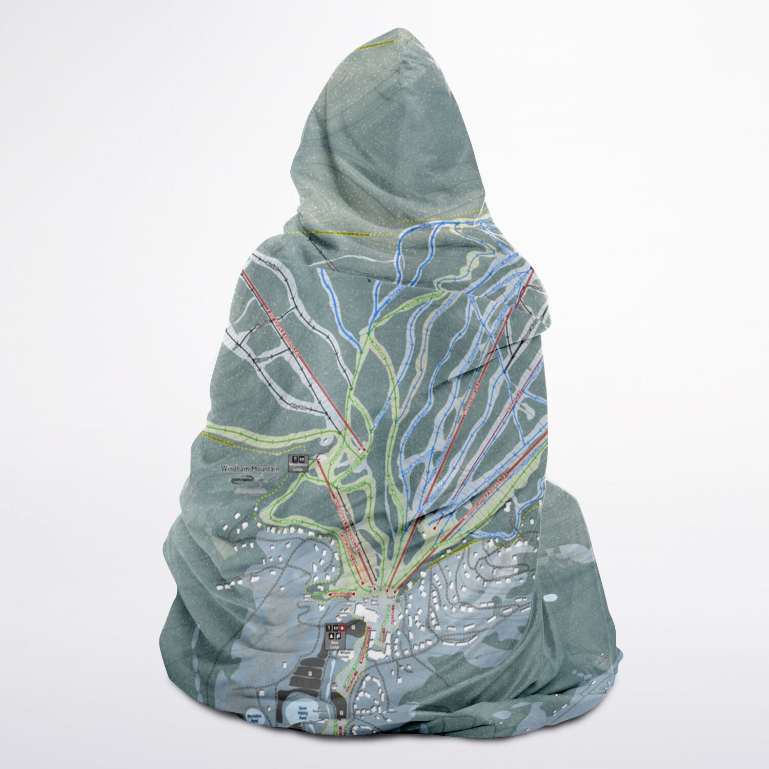 Windham Mountain, New York Ski Trail Map - Youth Hooded Blanket