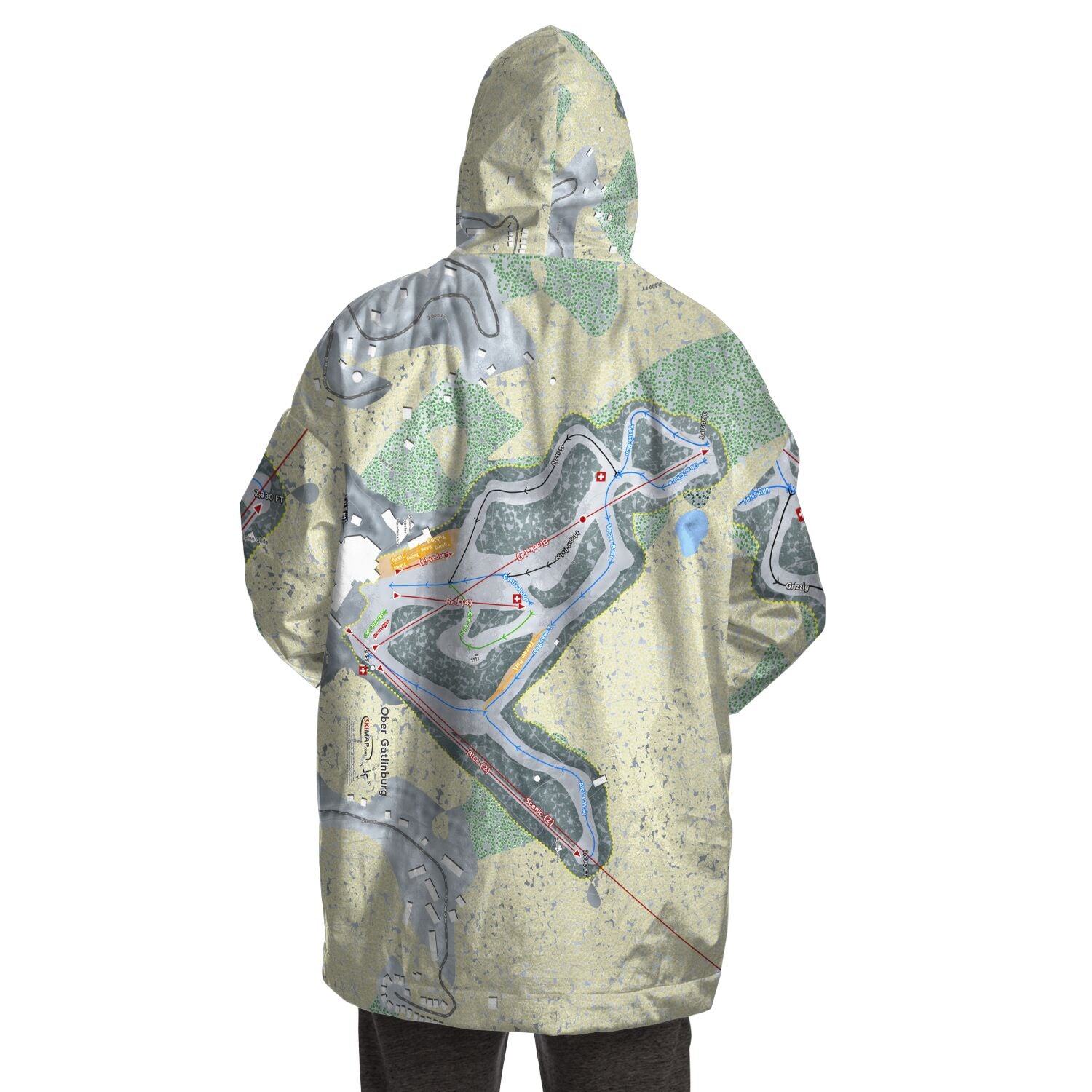 Ober Gatlinburg, Tennessee Ski Trail Map - Snug Hoodie