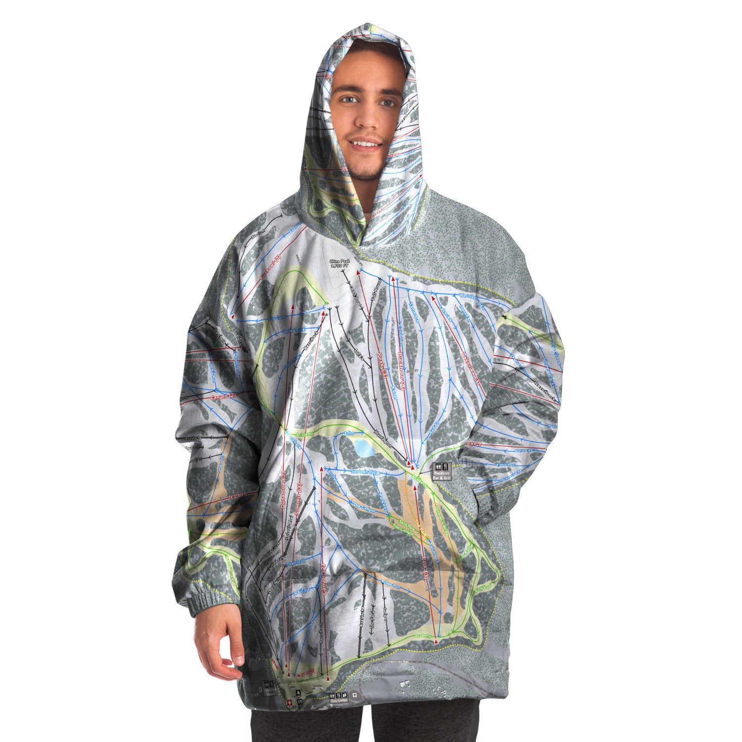 China Peak, California Ski Trail Map - Snug Hoodie