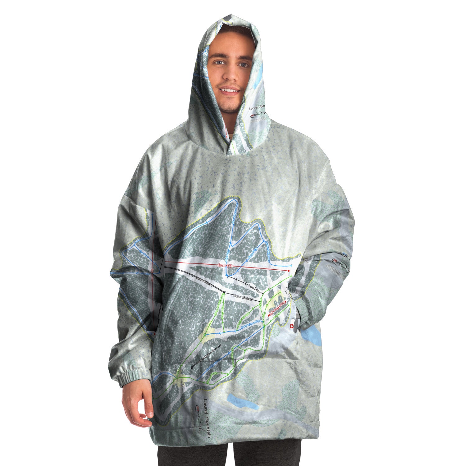 Laurel Mountain, Pennsylvania Ski Trail Map Snug Hoodie