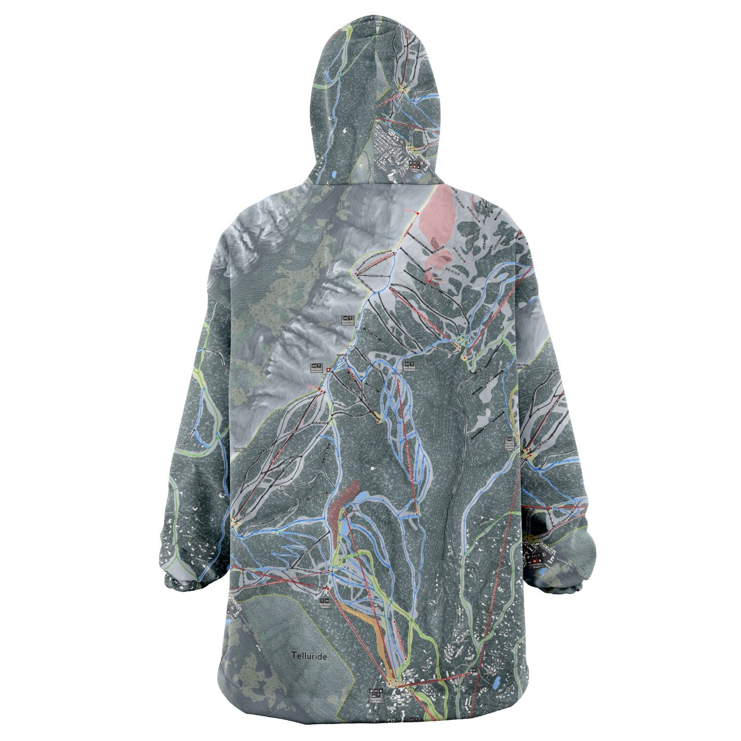 Telluride, Colorado Ski Trail Map - Snug Hoodie