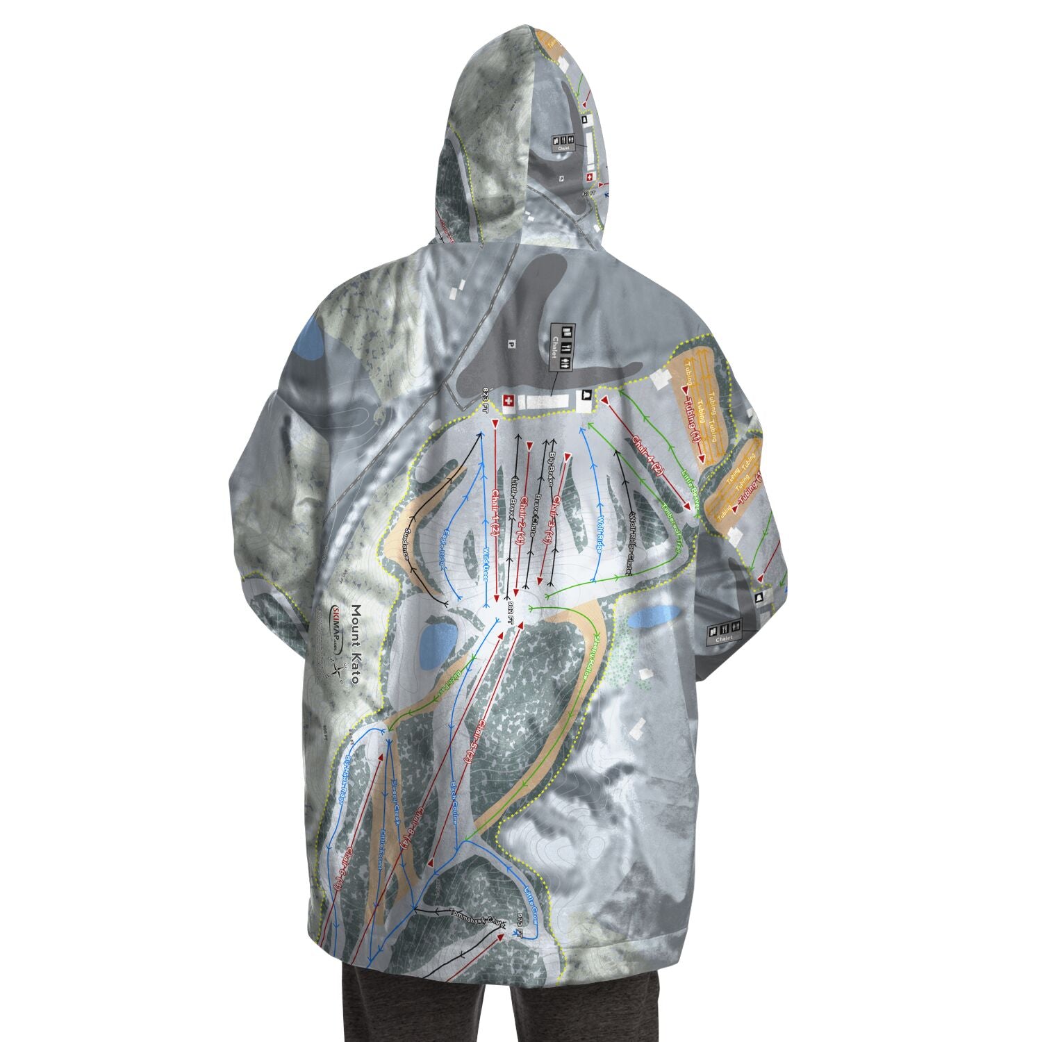 Mount Kato, Minnesota Ski Trail Map Snug Hoodie