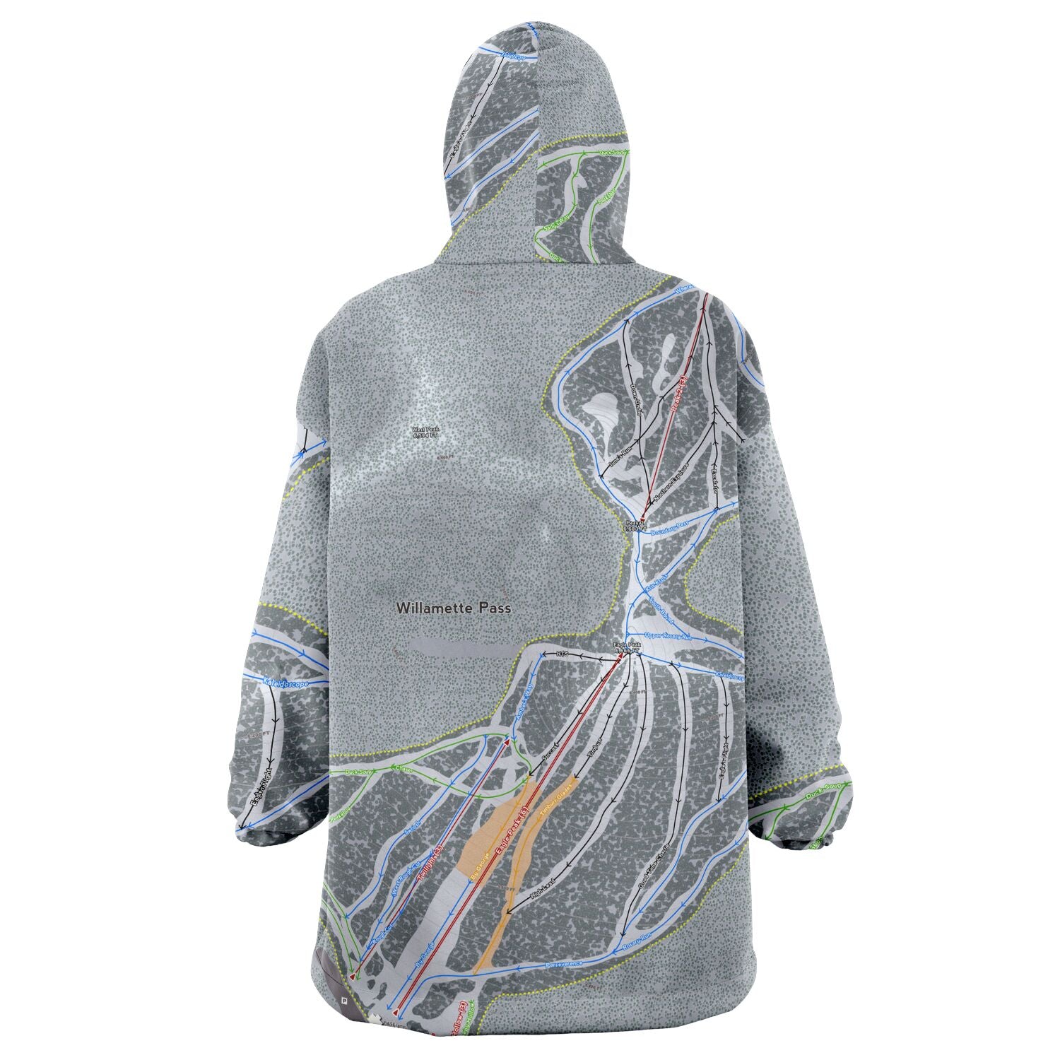 Willamette Pass, Oregon Ski Trail Map Snug Hoodie