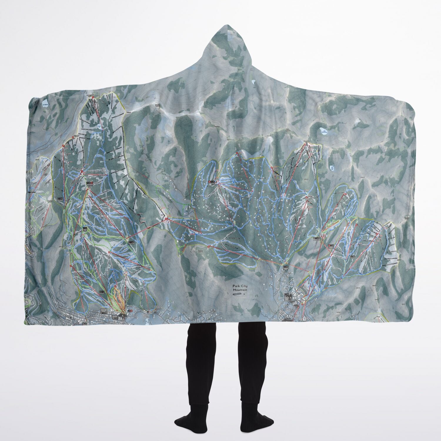 Park City, Utah Ski Trail Map - Adult Hooded Blanket