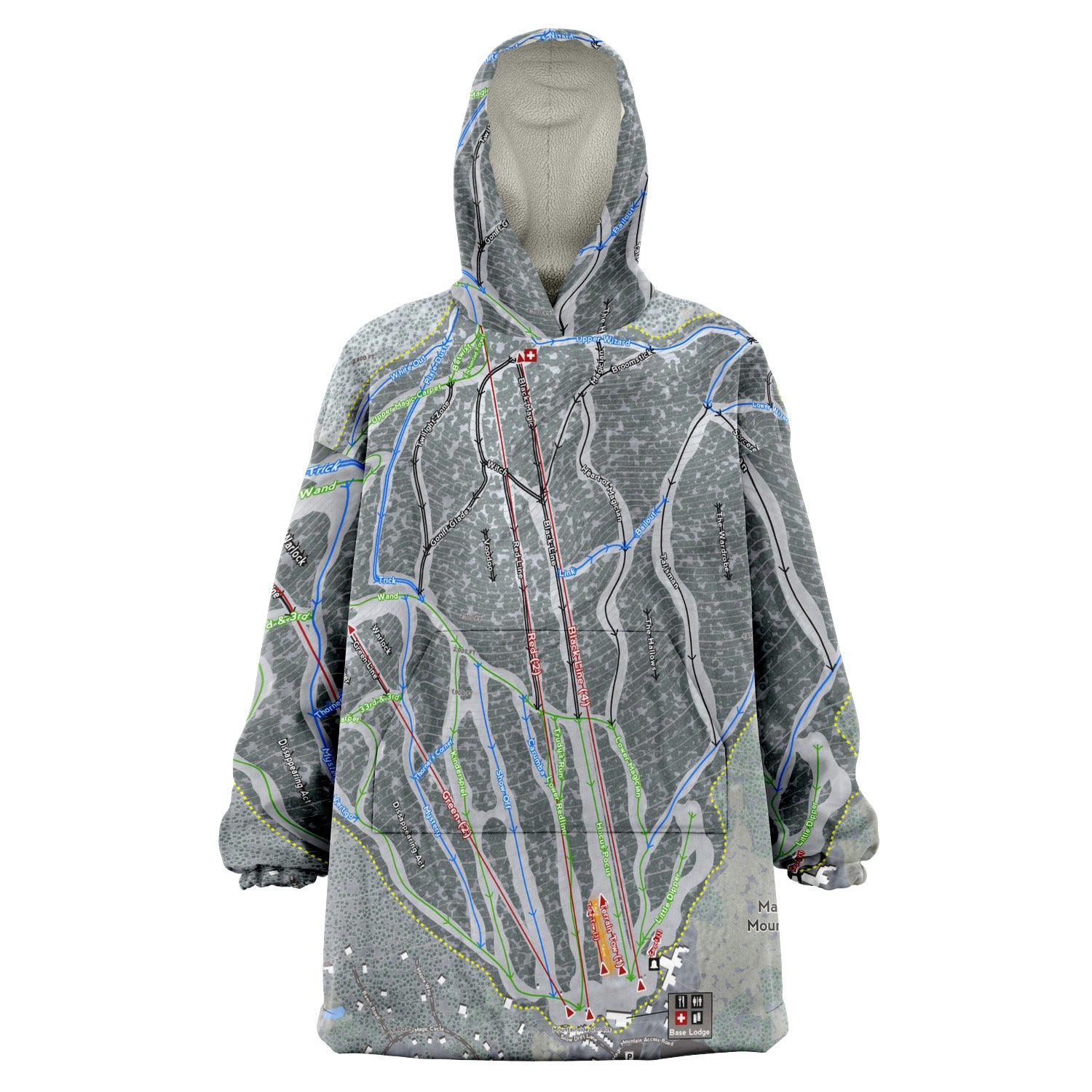 Magic Mountain, Vermont Ski Trail Map - Snug Hoodie