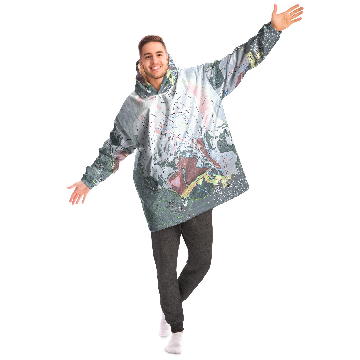 Alyeska, Alaska Ski Trail Map - Snug Hoodie