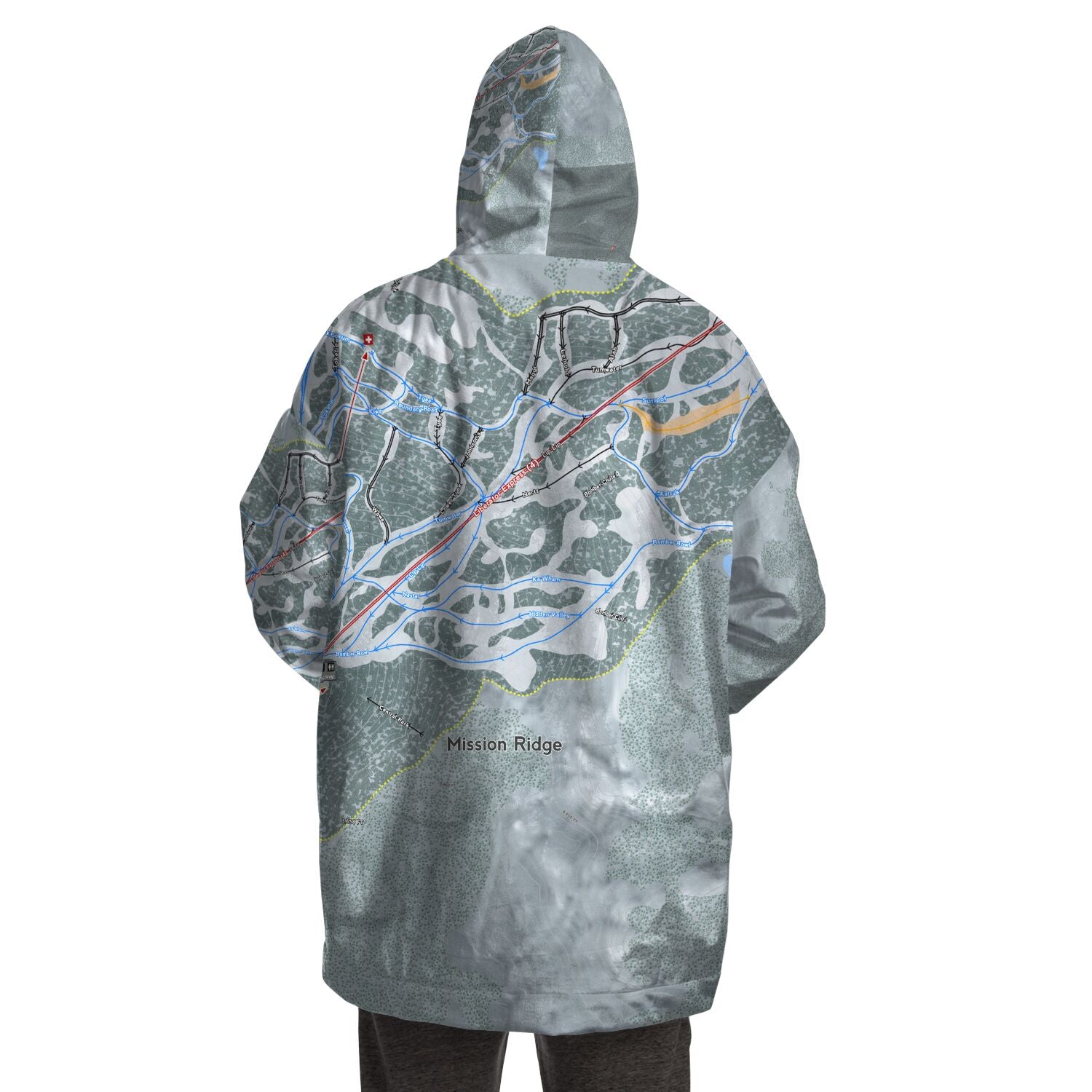 Mission Ridge, Washington Ski Trail Map - Snug Hoodie