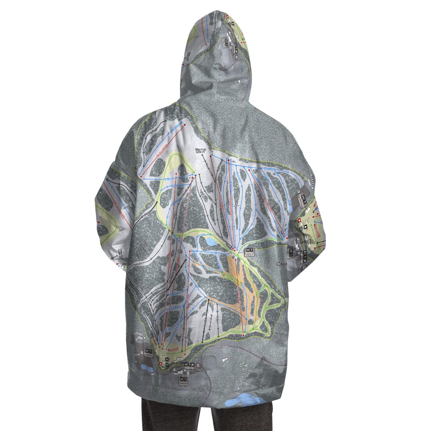 China Peak, California Ski Trail Map - Snug Hoodie