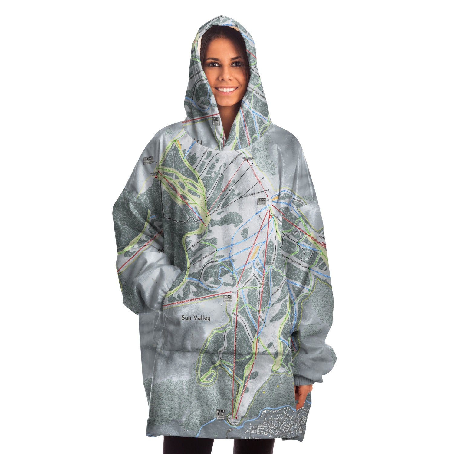 Sun Valley, Idaho Ski Trail Map - Snug Hoodie