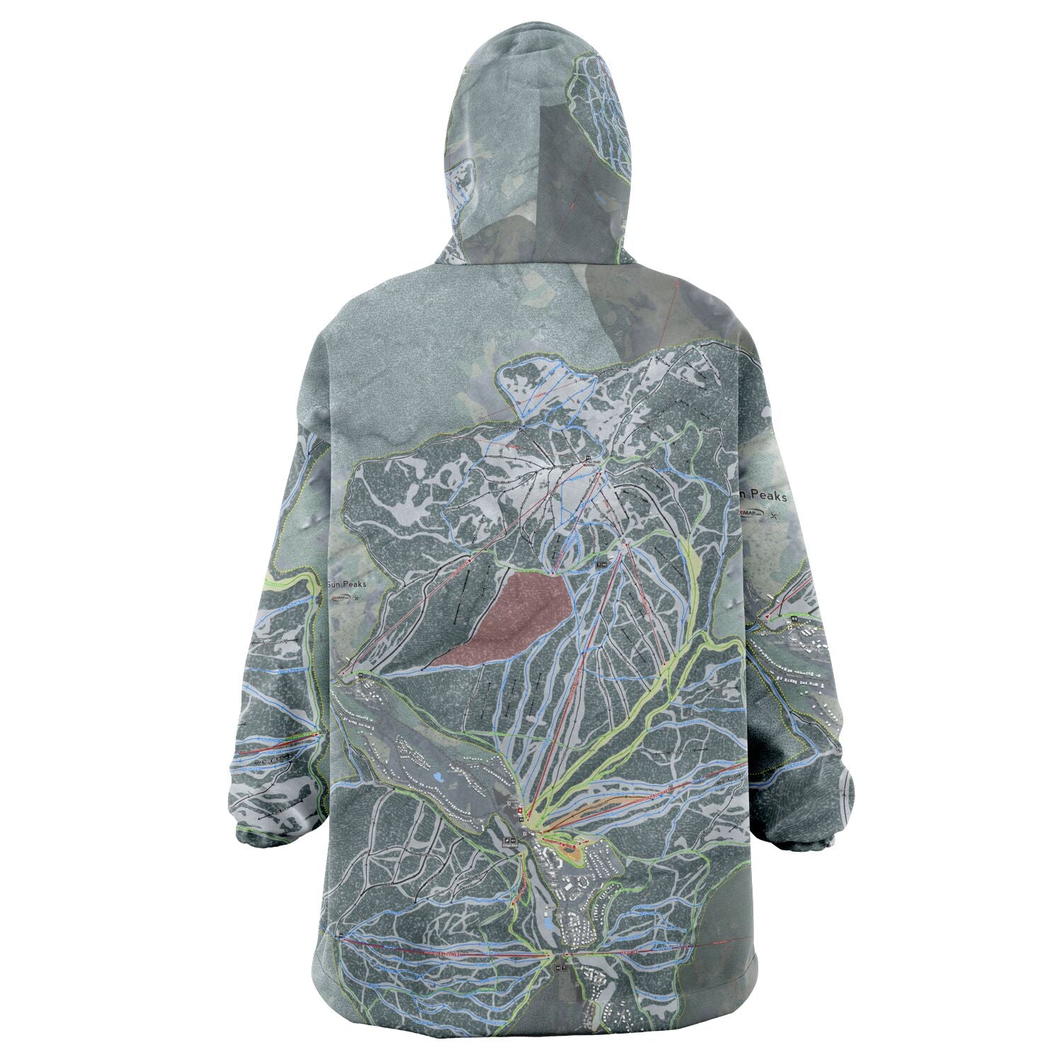 Sun Peaks, British Columbia Ski Trail Map Snug Hoodie