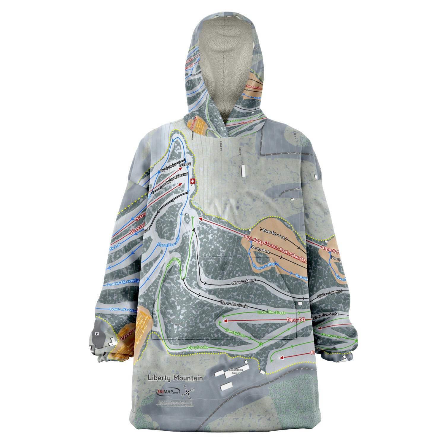 Liberty Mountain, Pennsylvania Ski Trail Map Snug Hoodie