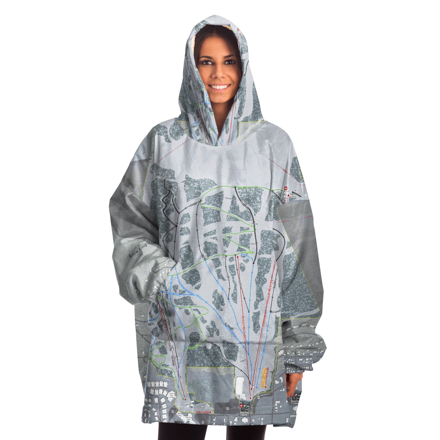 Snow King, Wyoming Ski Trail Map Snug Hoodie