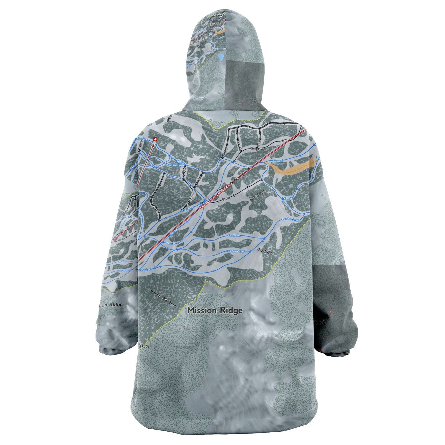 Mission Ridge, Washington Ski Trail Map - Snug Hoodie