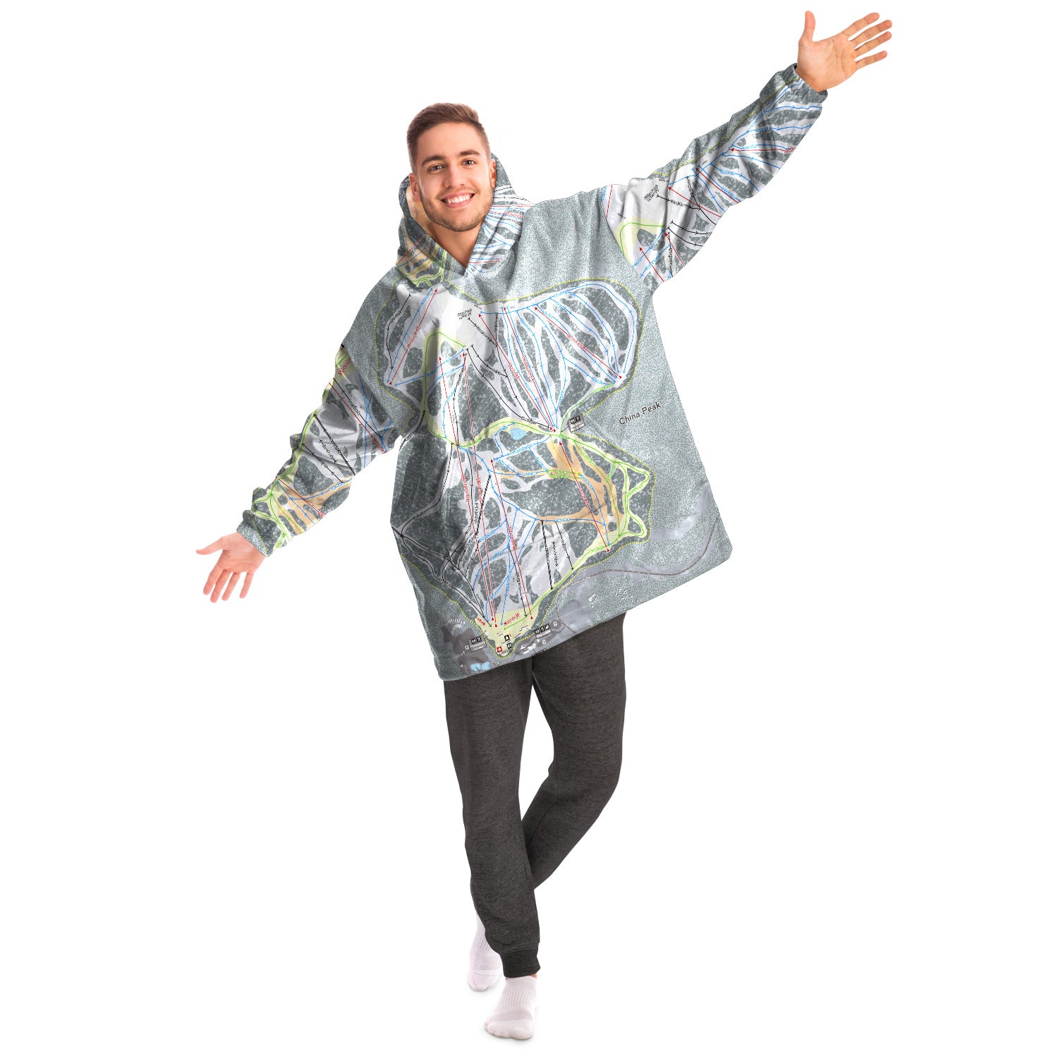 China Peak, California Ski Trail Map - Snug Hoodie