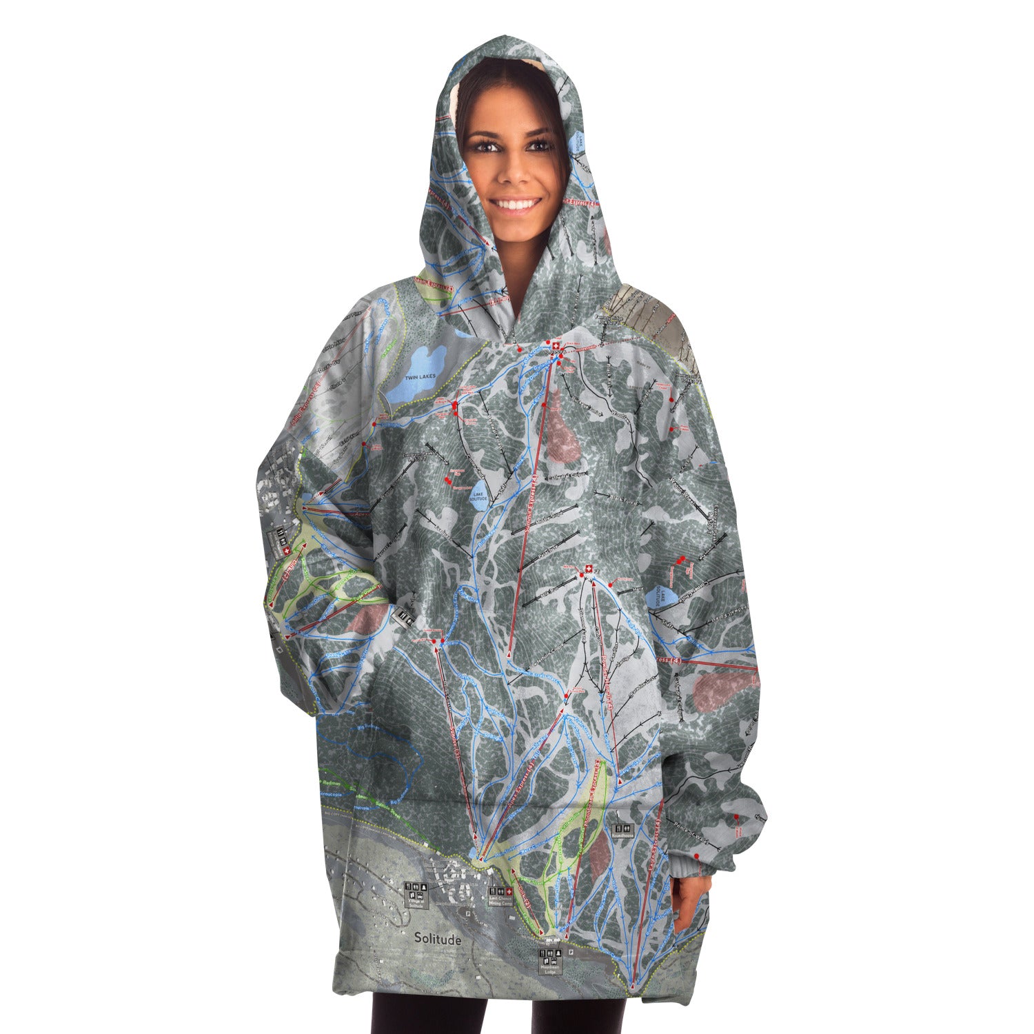 Solitude, Utah Ski Trail Map - Snug Hoodie