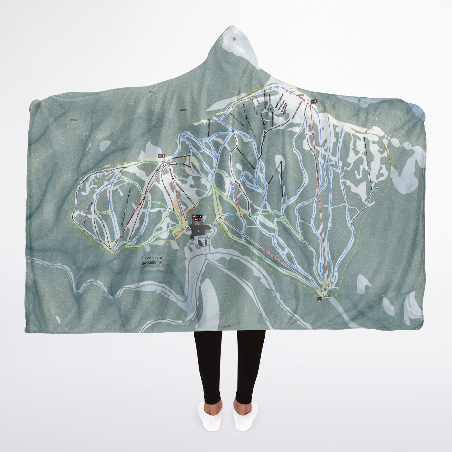 Lost Trail, Montana Ski Trail Map - Adult Hooded Blanket