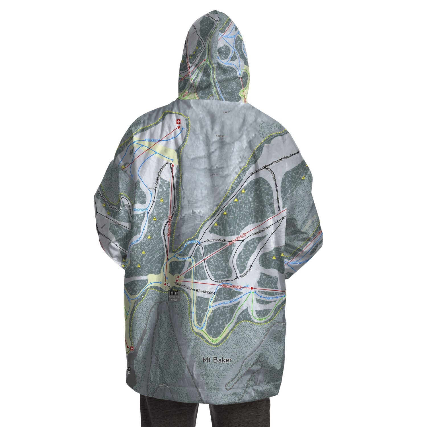 Mt. Baker, Washington Ski Trail Map - Snug Hoodie