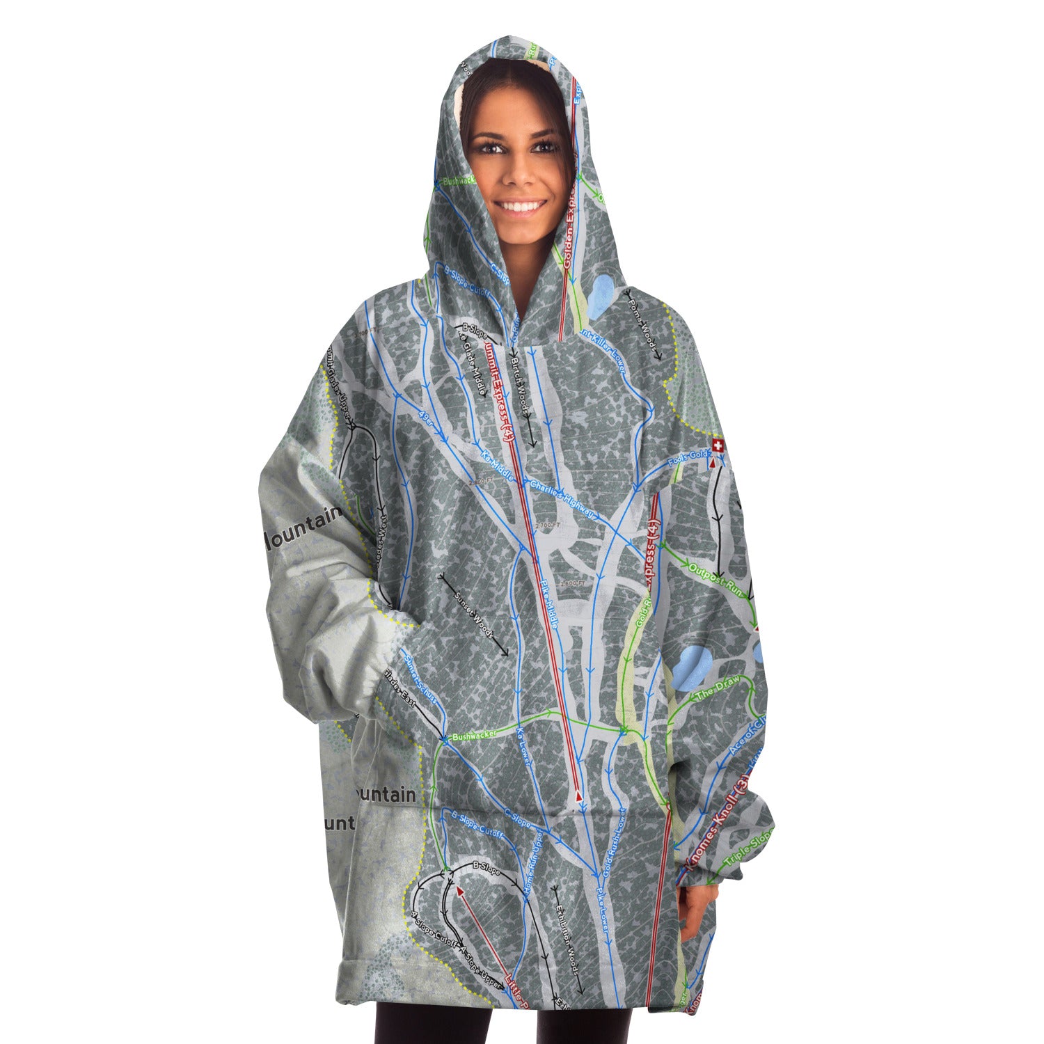 Pico Mountain, Vermont Ski Trail Map - Snug Hoodie