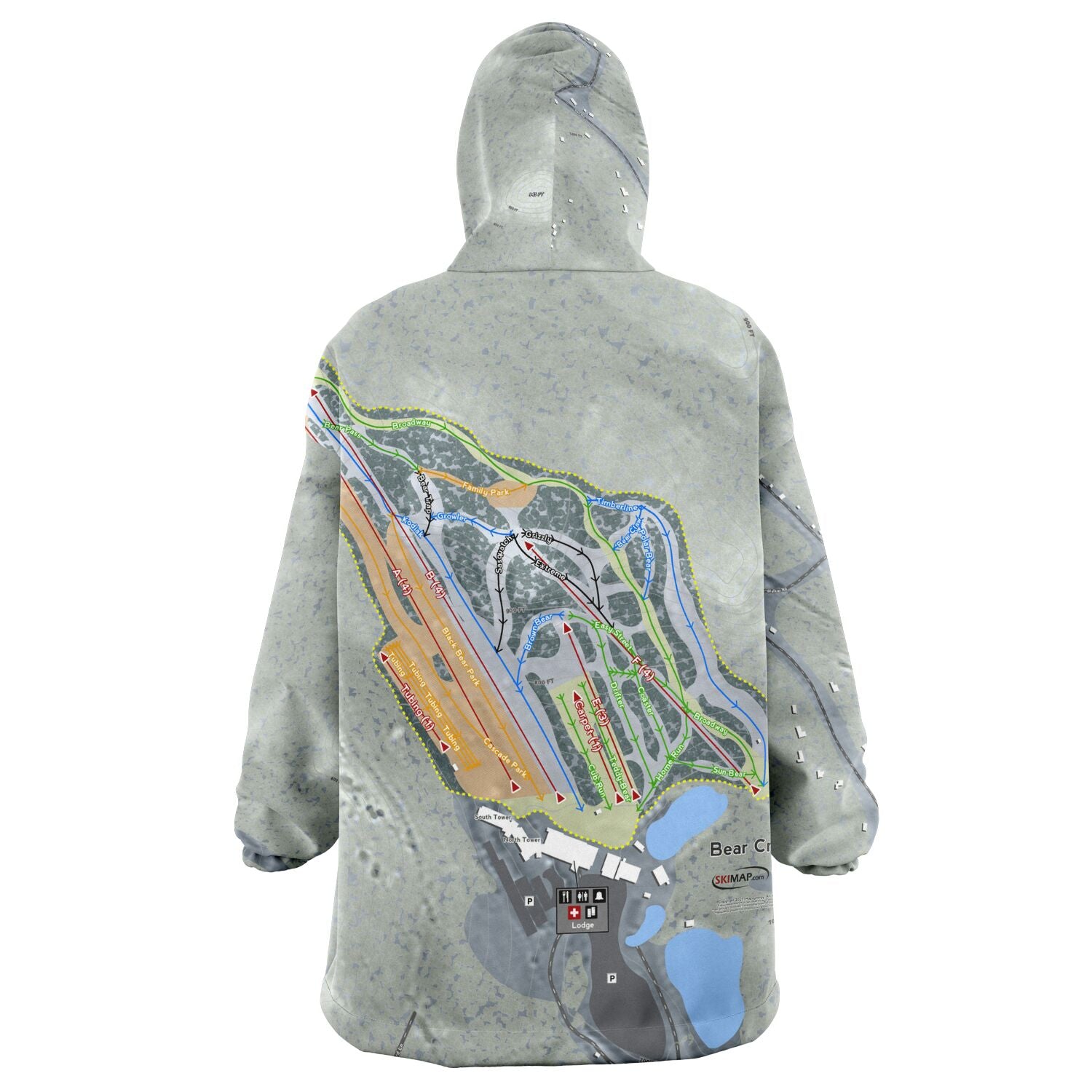 Big Boulder, Pennsylvania Ski Trail Map Snug Hoodie