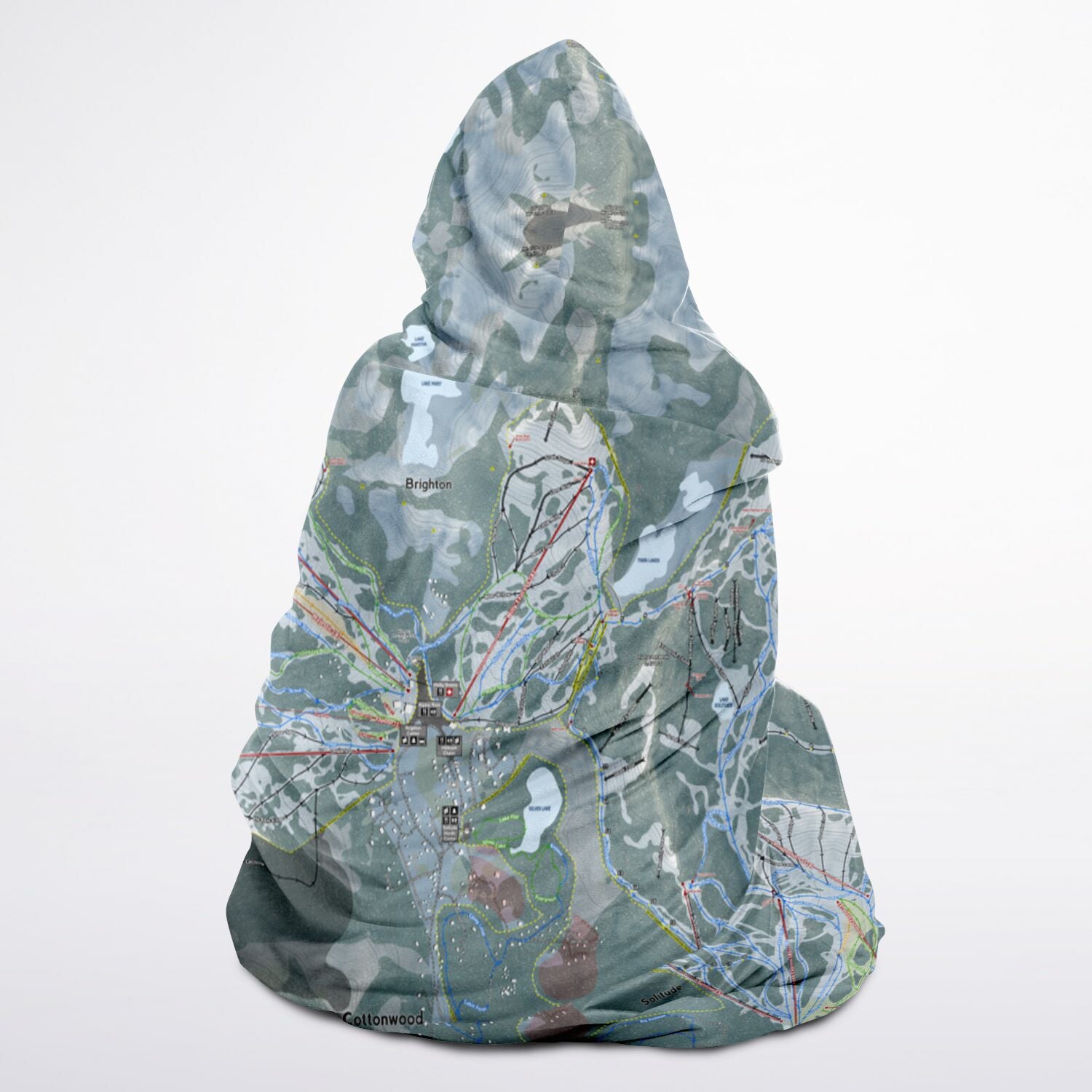 Big Cottonwood, Utah Ski Trail Map - Adult Hooded Blanket