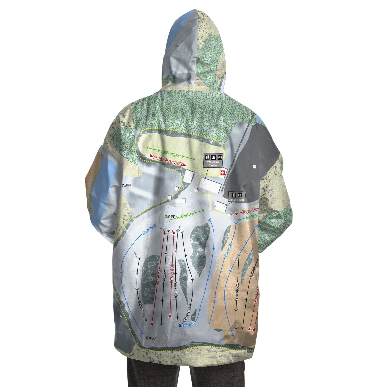 Ski Snowstar, Illinois Ski Trail Map - Snug Hoodie