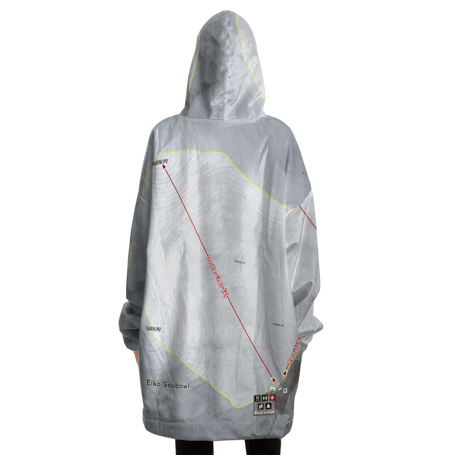 Elko Snobowl, Nevada Ski Trail Map - Snug Hoodie