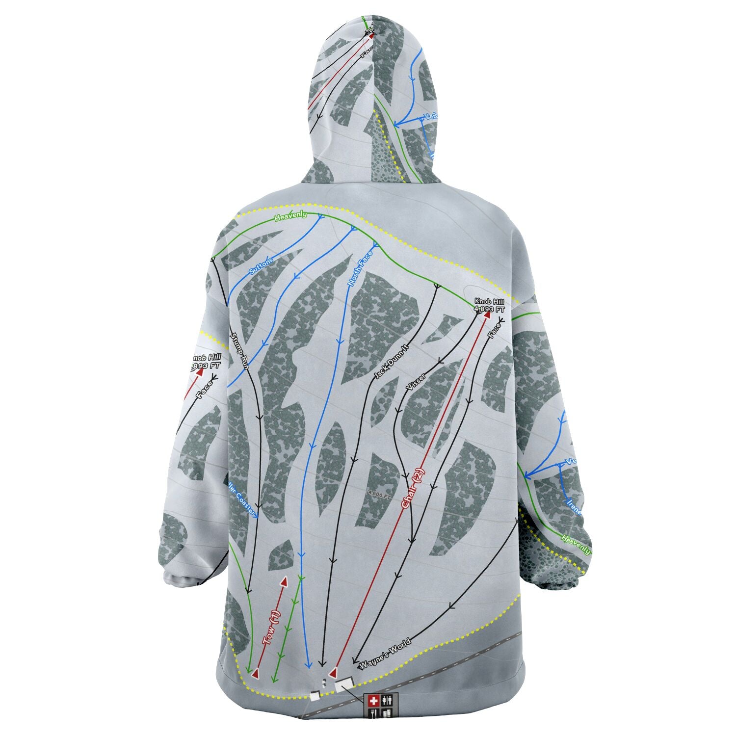 Sitz mark, Washington Ski Trail Map - Snug Hoodie