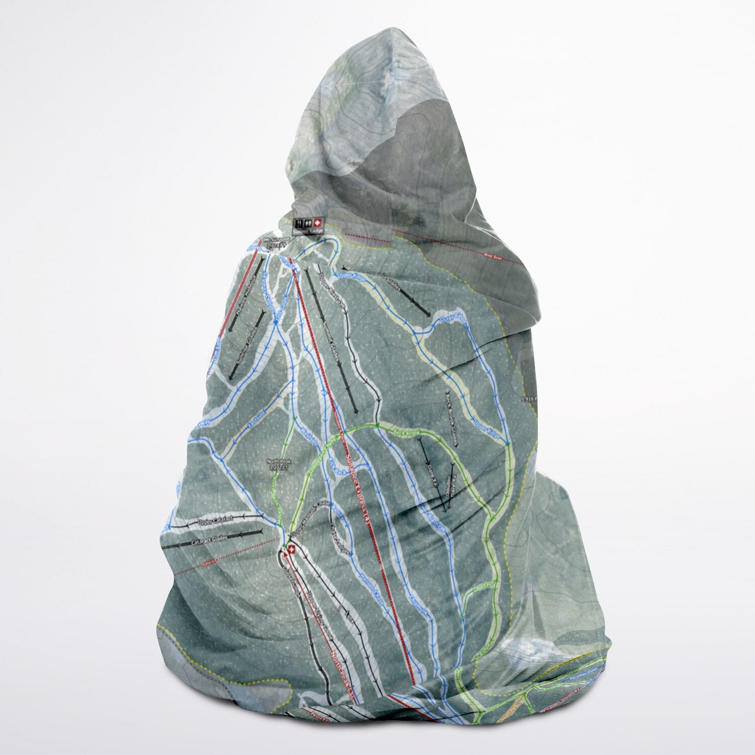 Mount Sunapee, New Hampshire Ski Trail Map - Youth Hooded Blanket