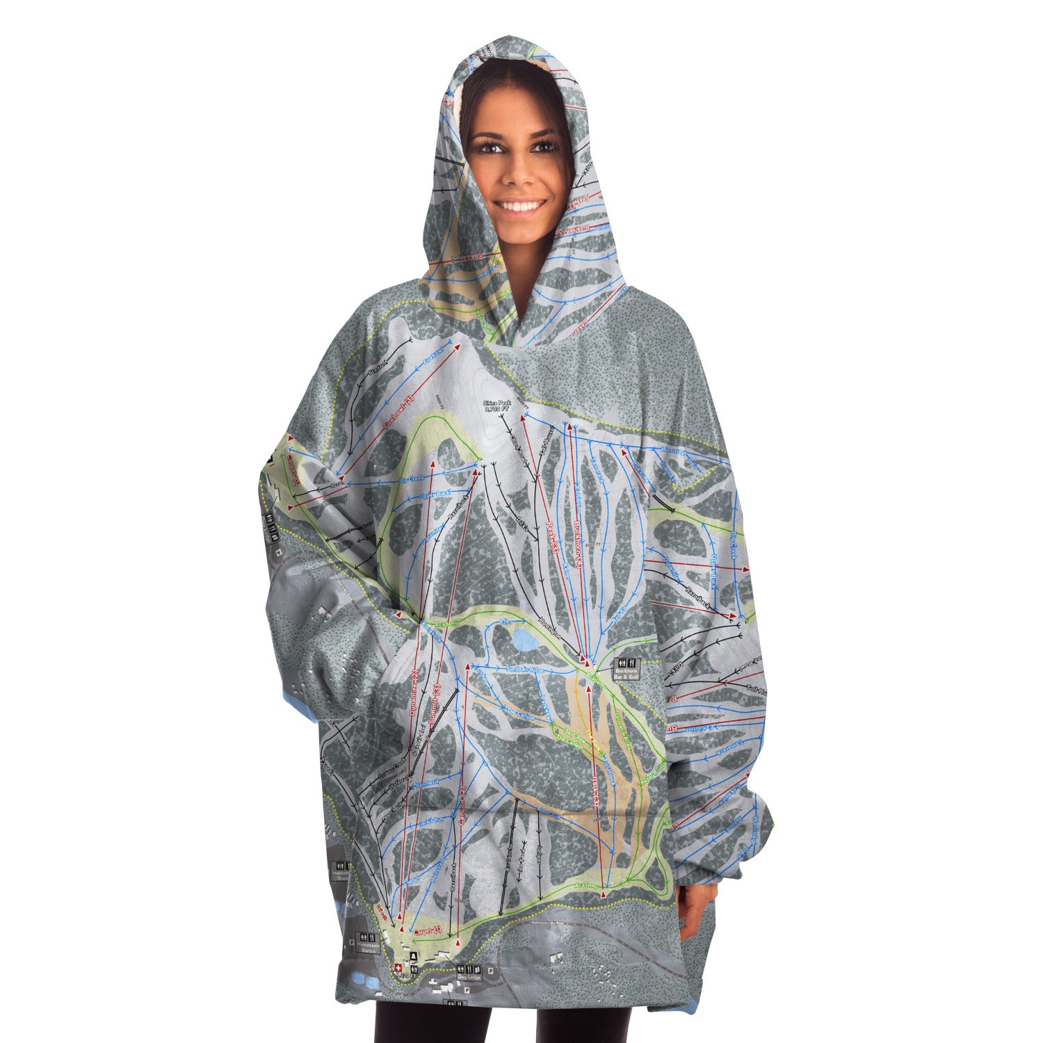 China Peak, California Ski Trail Map - Snug Hoodie