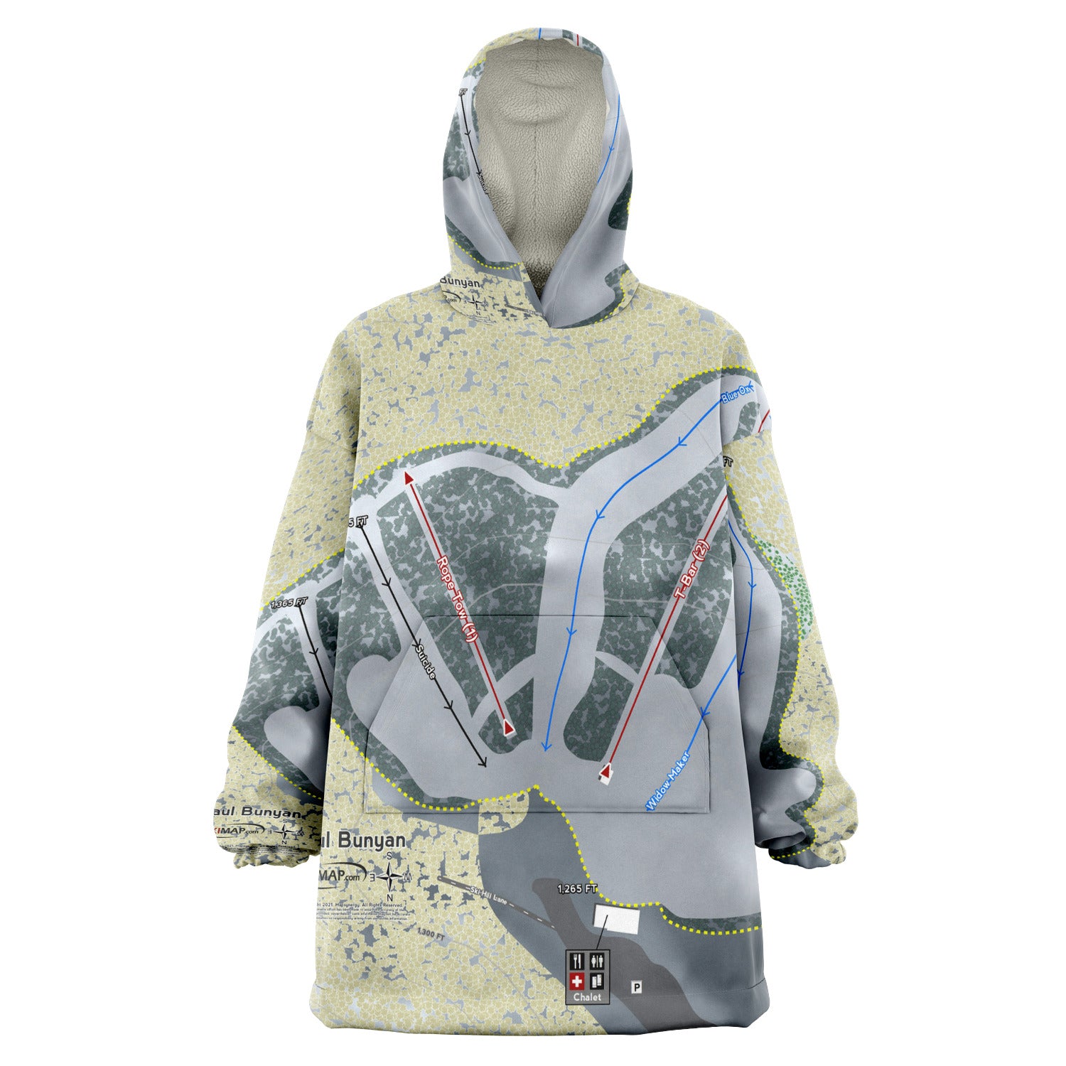 Paul Bunyan, Wisconsin Ski Trail Map - Snug Hoodie