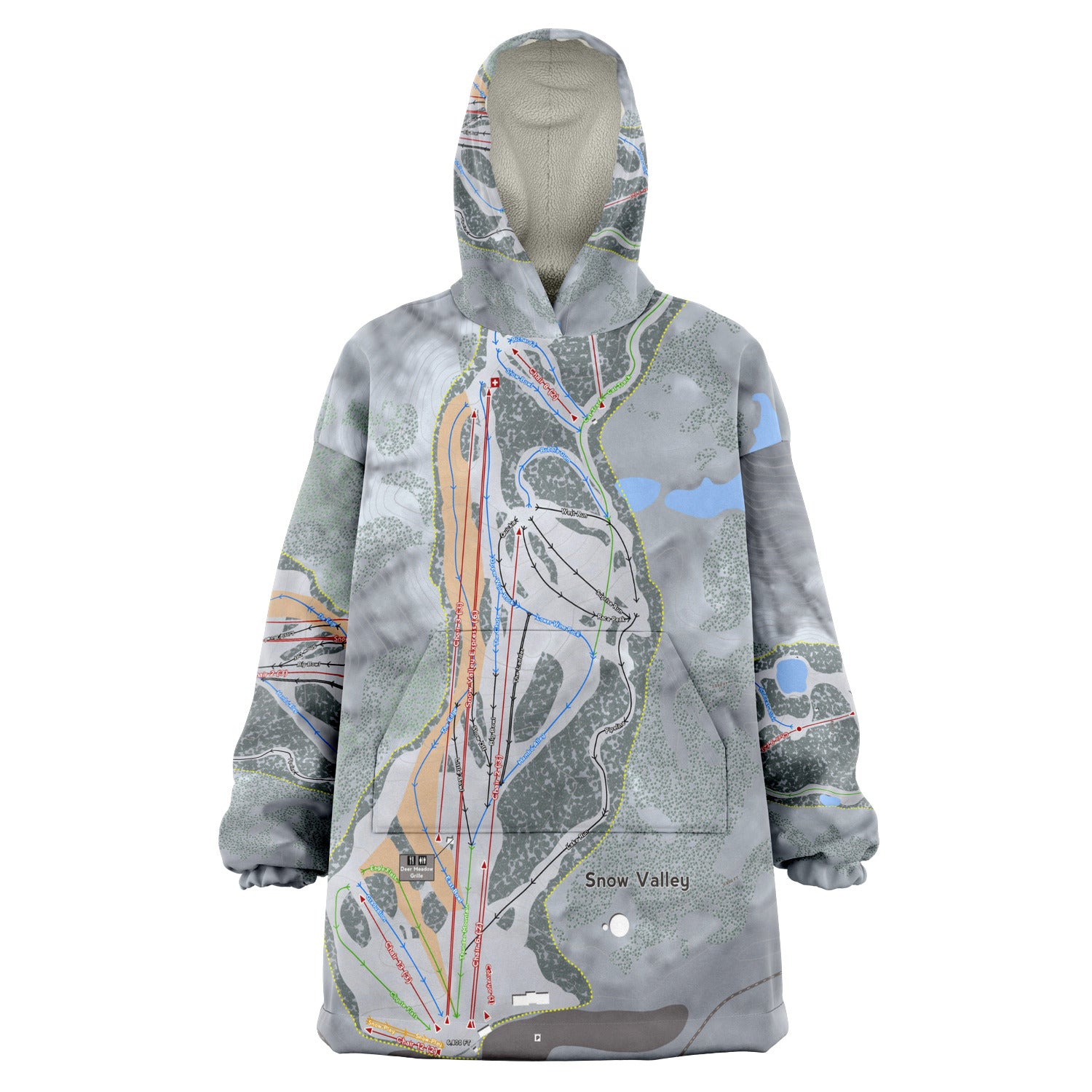 Snow Valley, California Ski Trail Map - Snug Hoodie