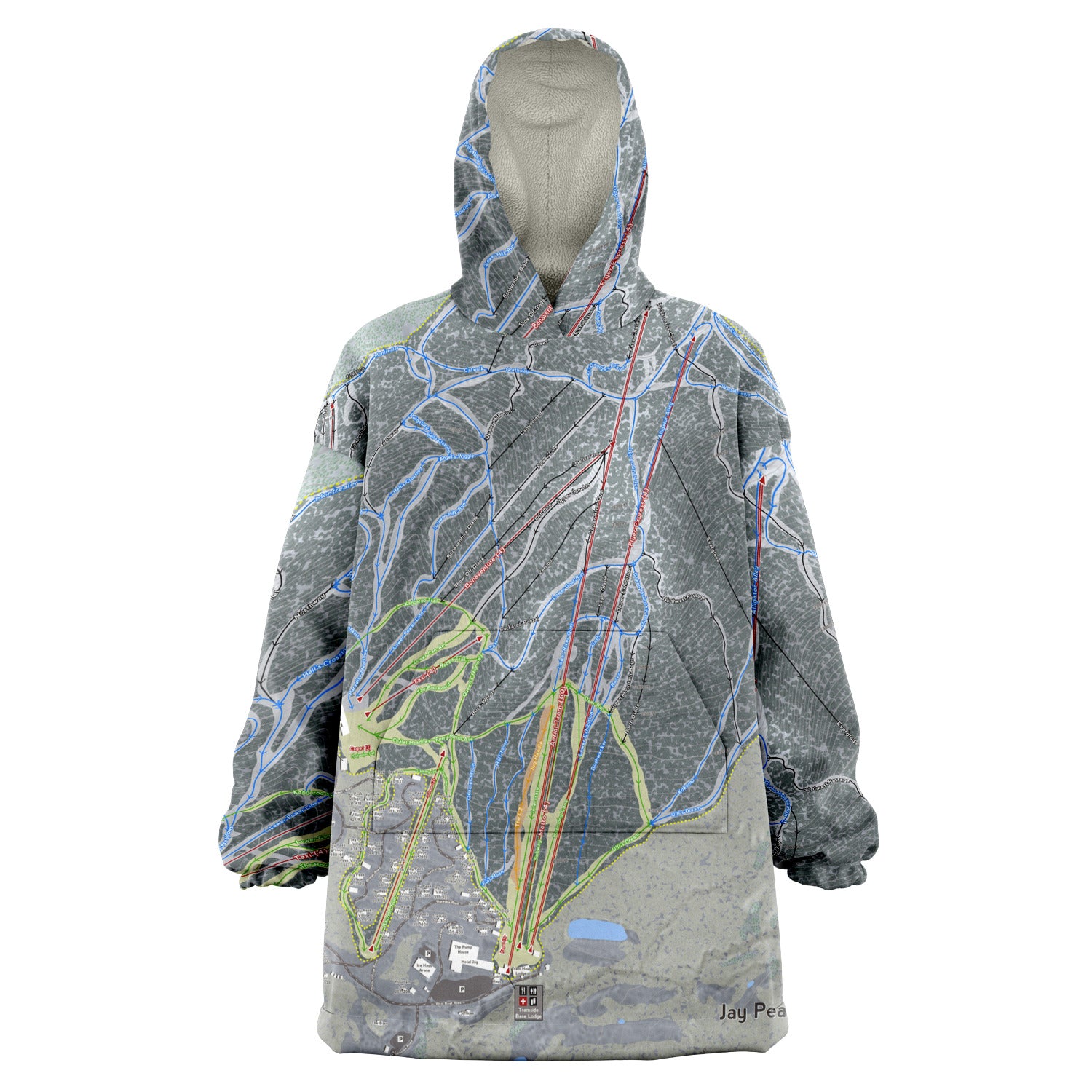 Jay Peak, Vermont Ski Trail Map - Snug Hoodie