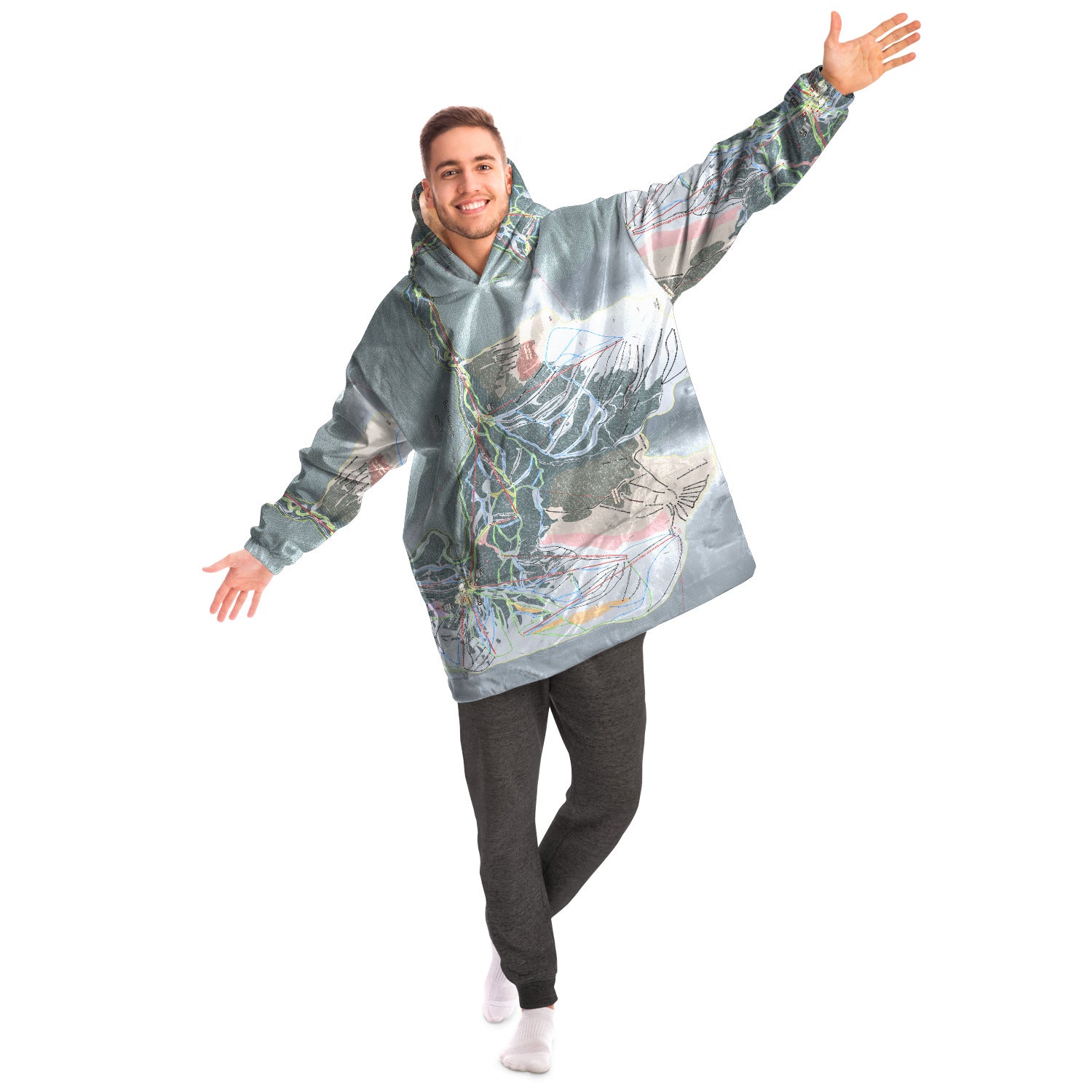 Banff Sunshine, Alberta Ski Trail Map - Snug Hoodie