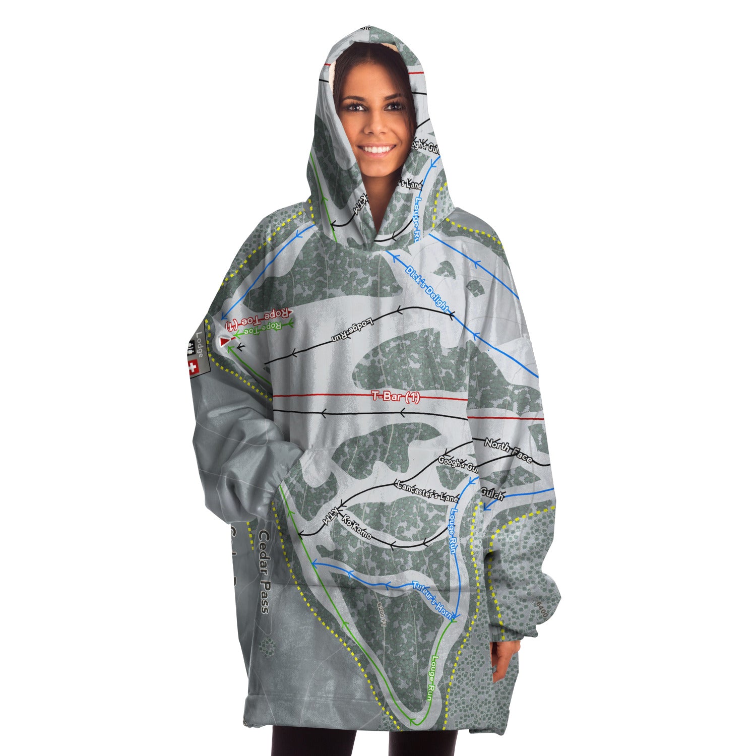 Cedar Pass, California Ski Trail Map - Snug Hoodie