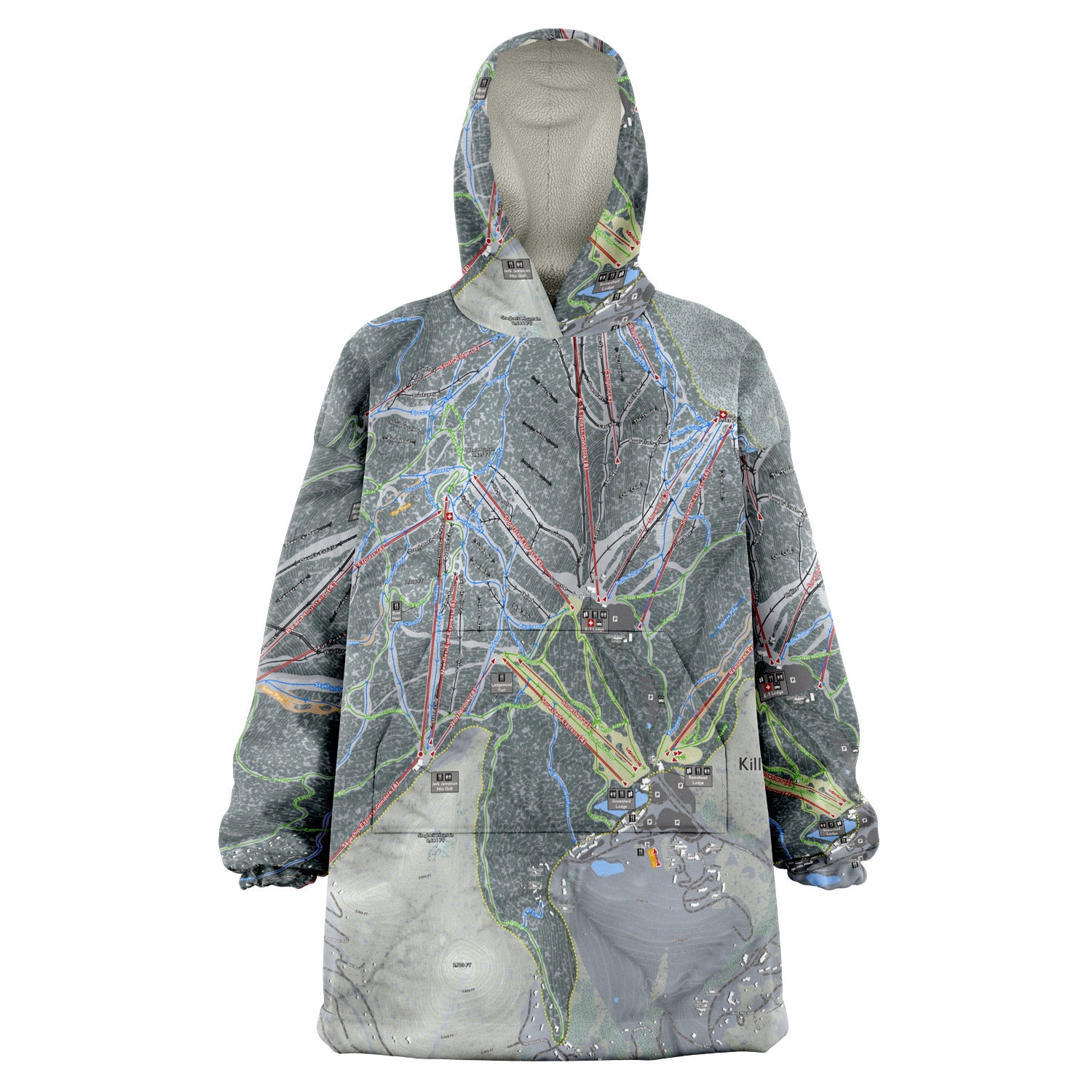 Killington, Vermont Ski Trail Map - Snug Hoodie