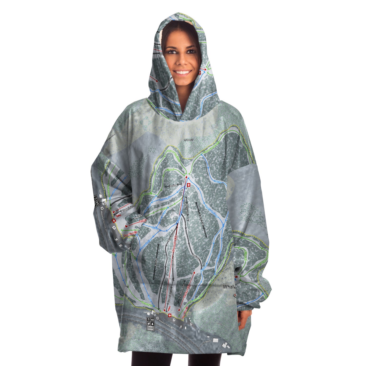 Whaleback Mountain, New Hampshire Ski Trail Map - Snug Hoodie