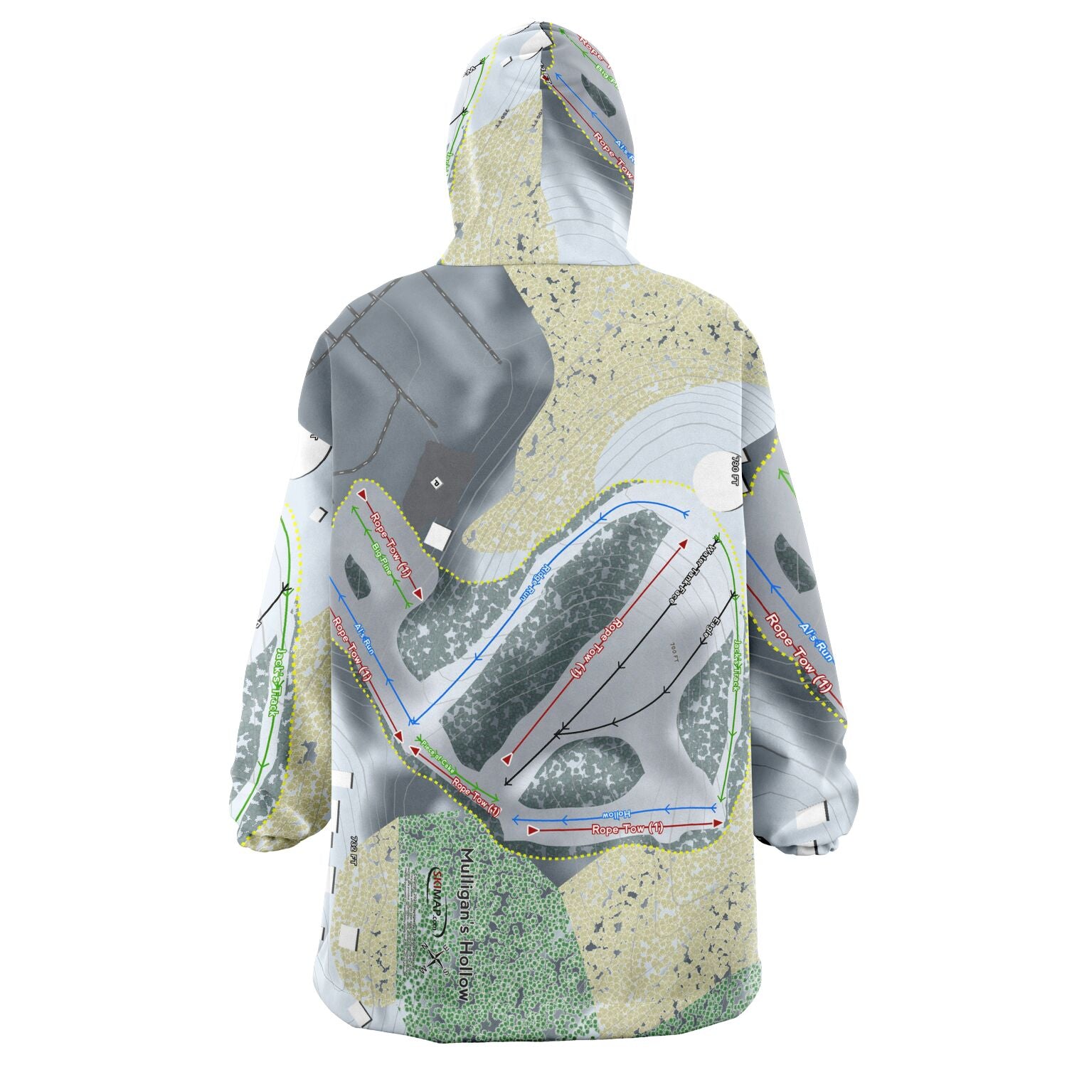 Mulligans Hollow, Michigan Ski Trail Map Snug Hoodie