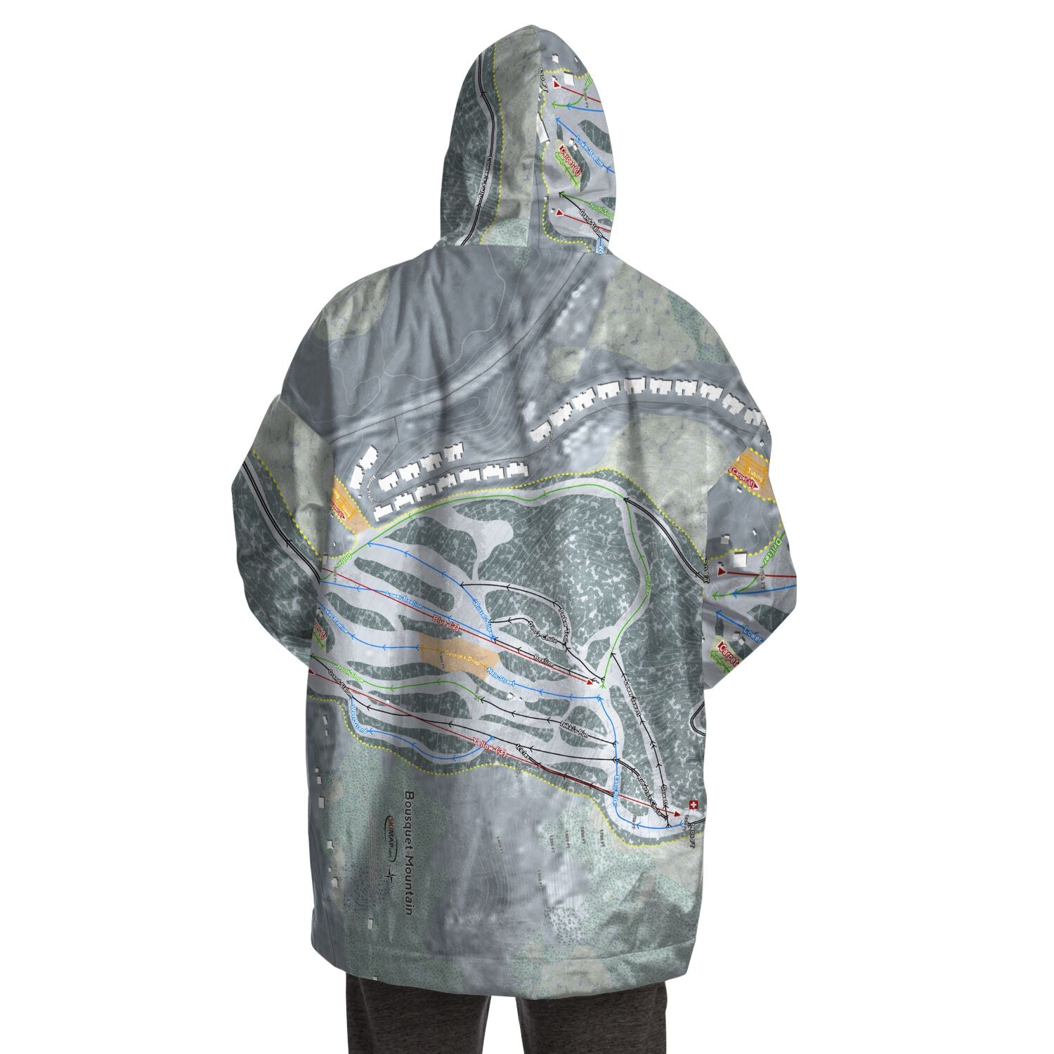 Bousquet, Massachusetts Ski Trail Map Snug Hoodie