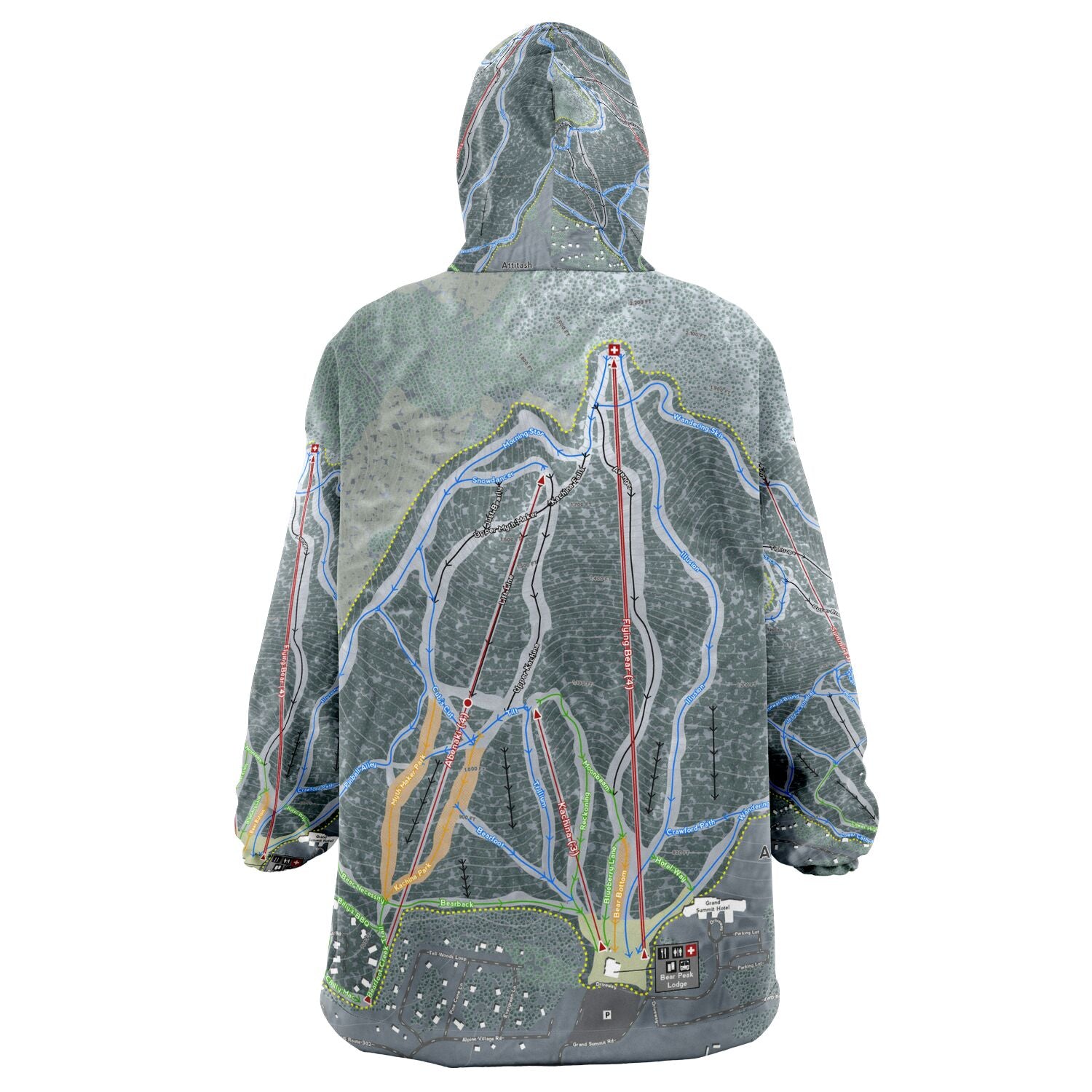 Attitash Mountain, New Hampshire Ski Trail Map - Snug Hoodie