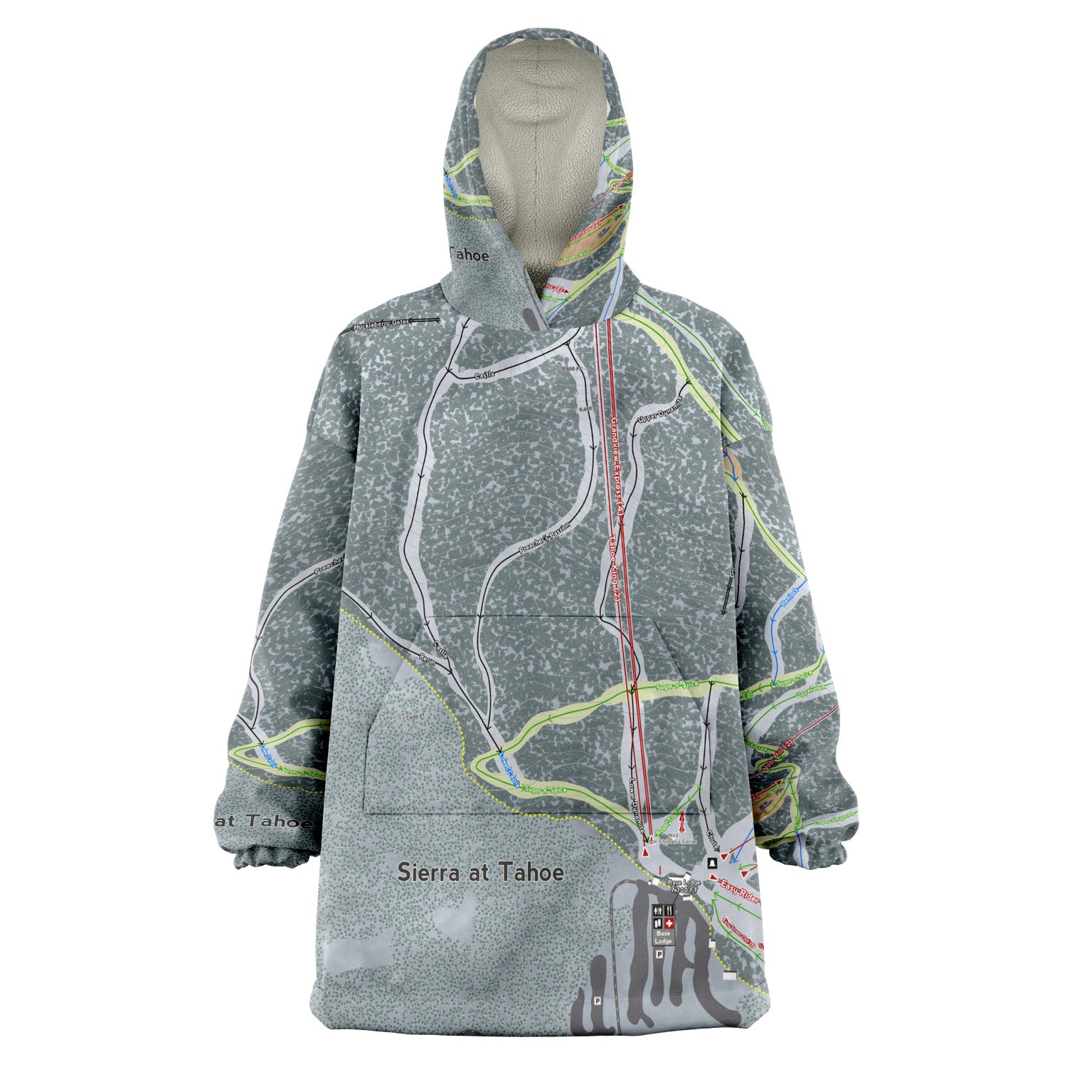 SIerra at Tahoe, California Ski Trail Map - Snug Hoodie